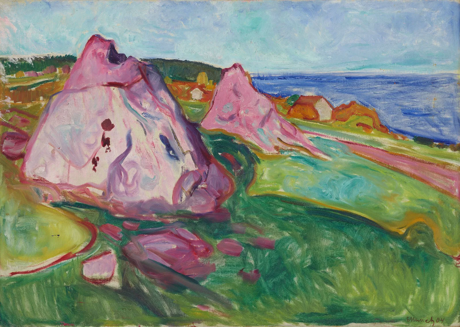 Red Rocks By Asgardstrand Wall Art by Edvard Munch - Canvas Print