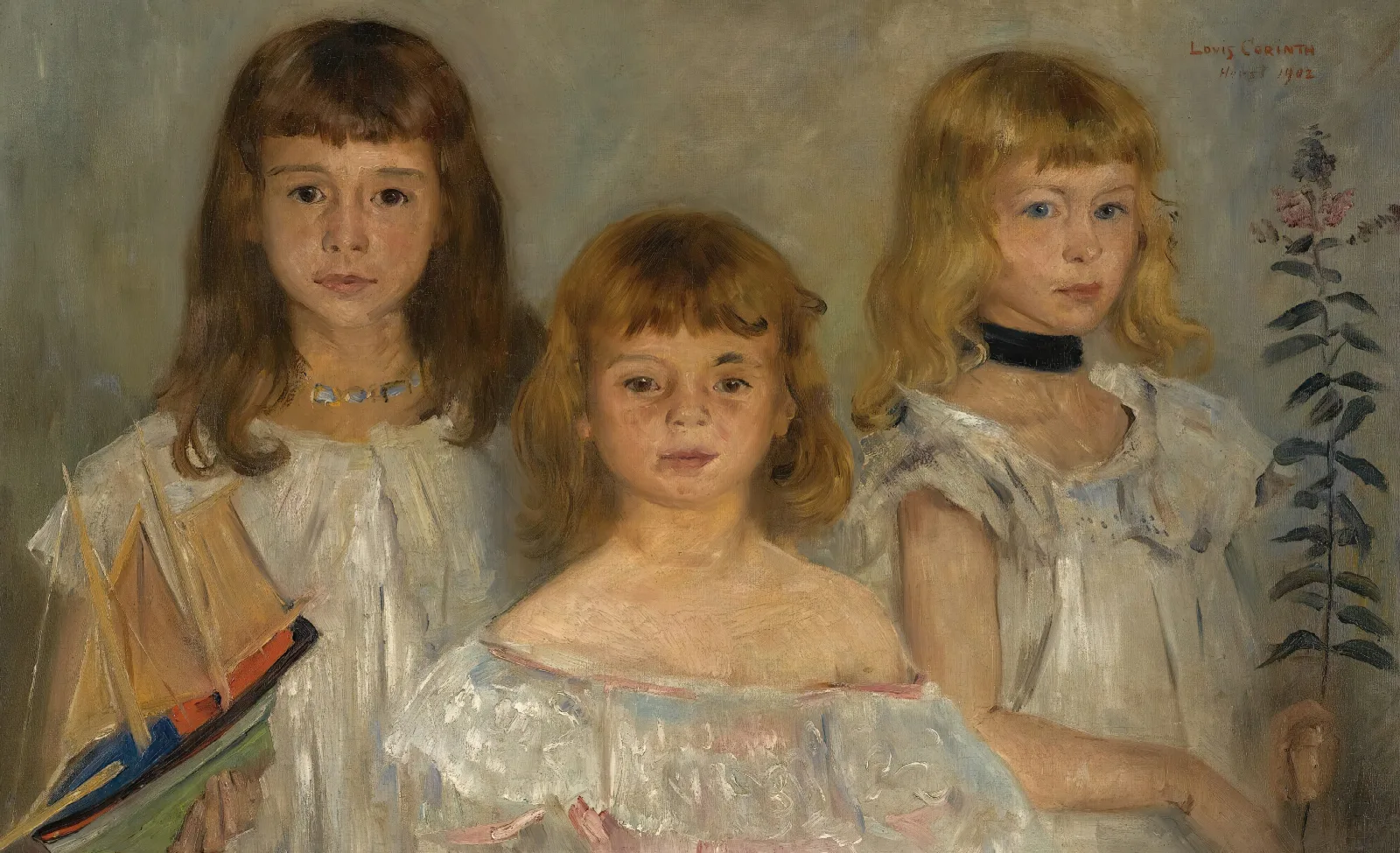 Drei Kleine Madchen Three Girls Wall Art by Lovis Corinth - Canvas Print