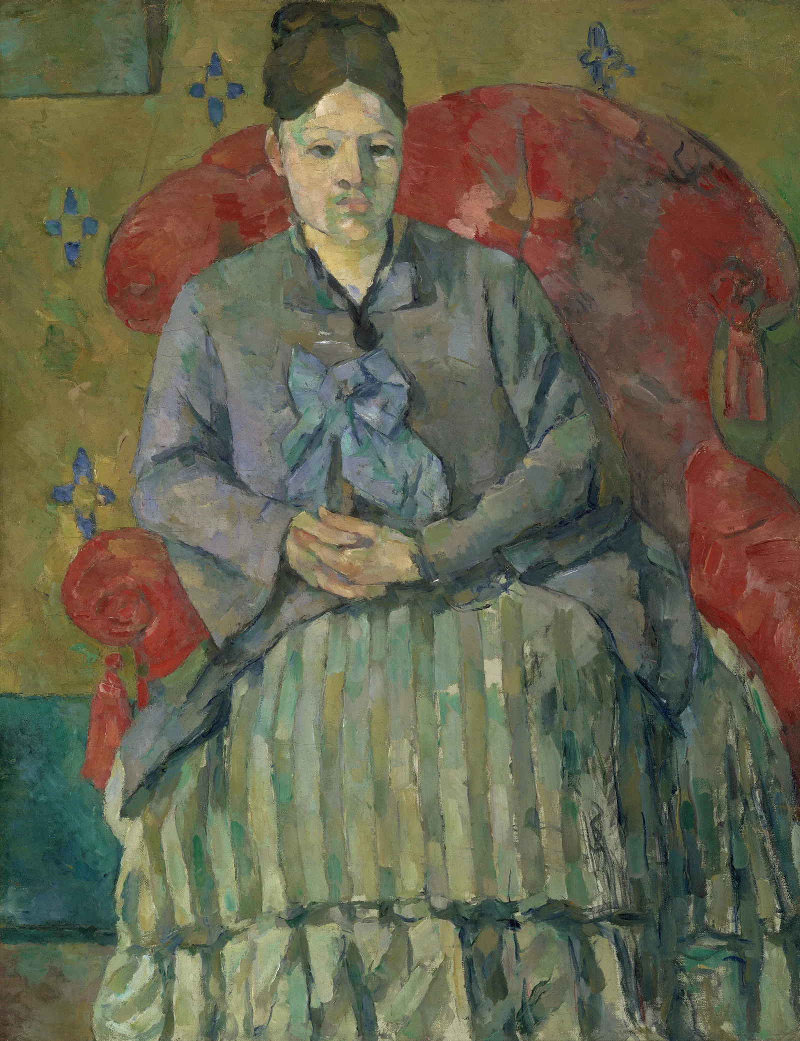 Madame Cezanne In A Red Armchair Wall Art by Paul Cézanne - Canvas Print