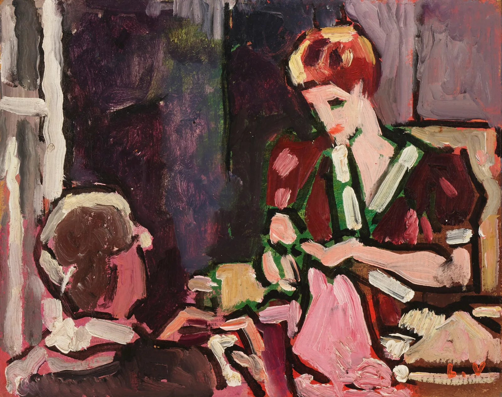 Jeune Femme Cousant Wall Art by Louis Valtat - Canvas Print