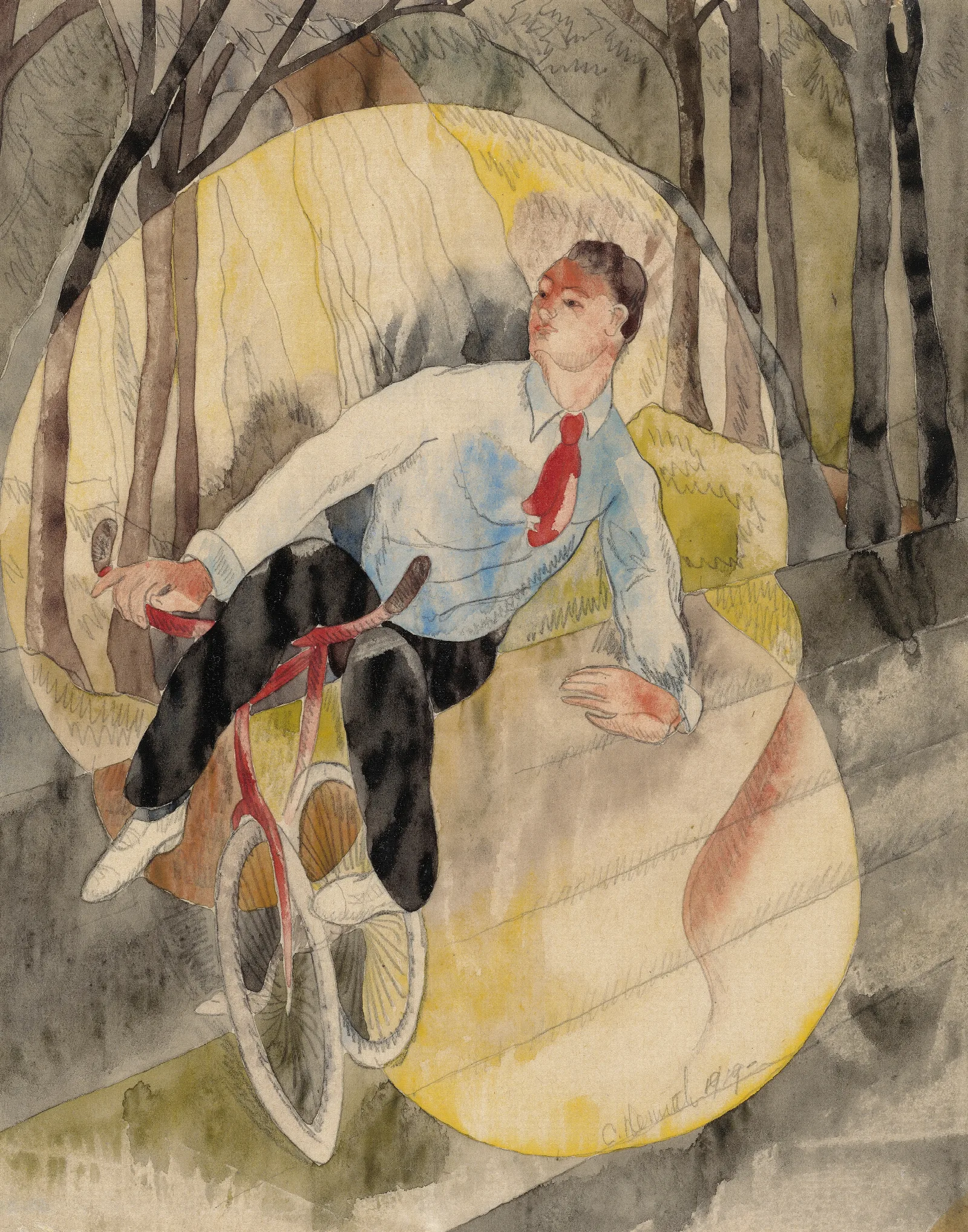 In Vaudeville The Bicycle Rider Wall Art by Charles Demuth - Canvas Print