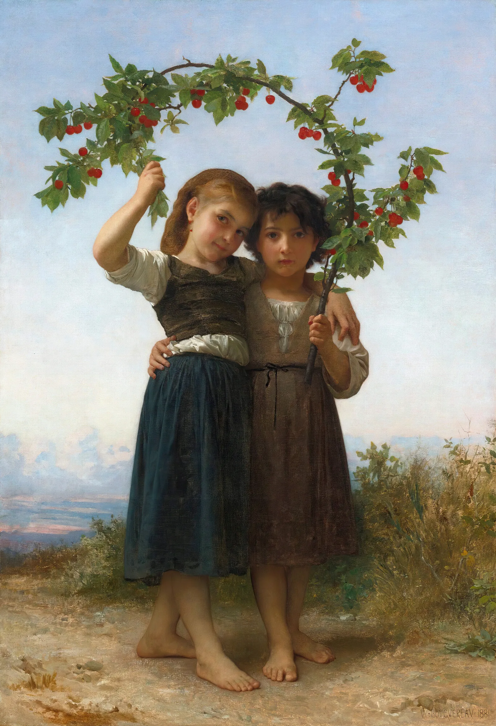 The Cherry Branch Wall Art by William Bouguereau - Canvas Print