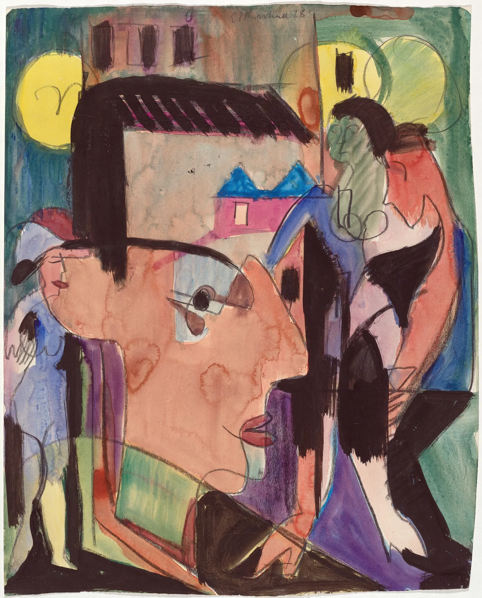 Self Portrait With Dancing Death Wall Art by Ernst Ludwig Kirchner - Canvas Print