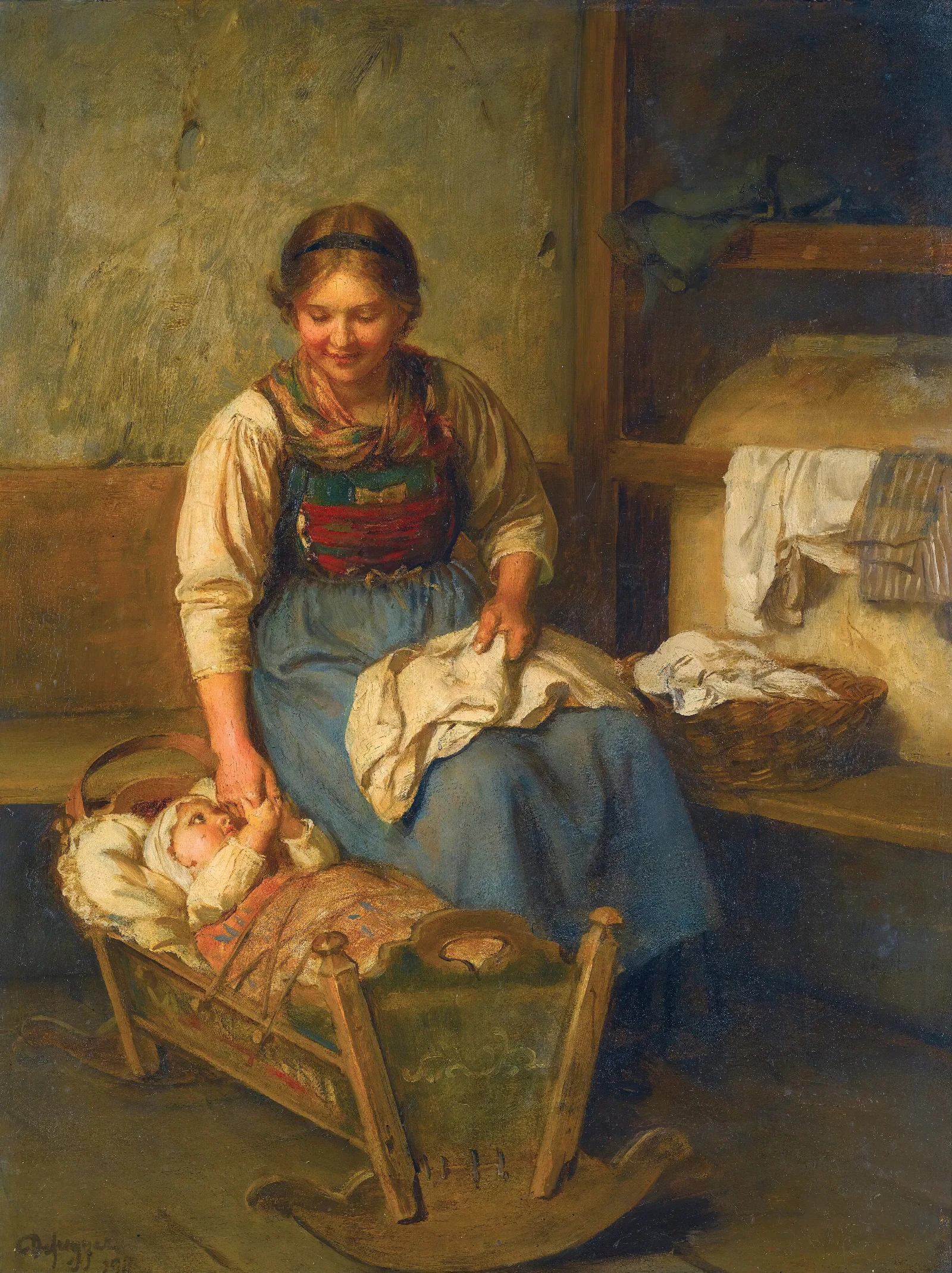 Mothers Pride Wall Art by Franz von Defregger - Canvas Print