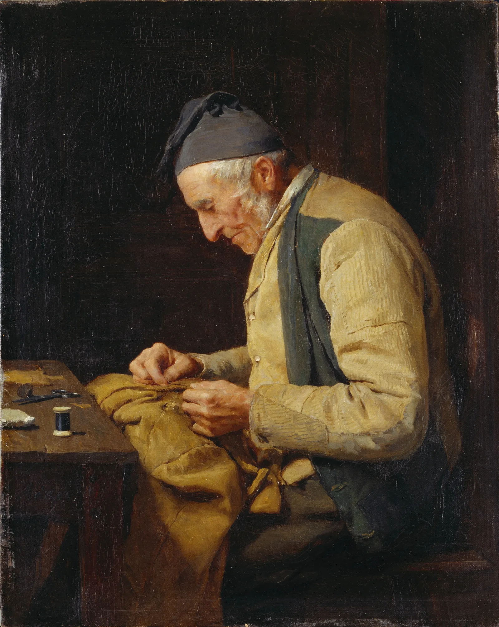 The Village Tailor Wall Art by Albert Anker - Canvas Print