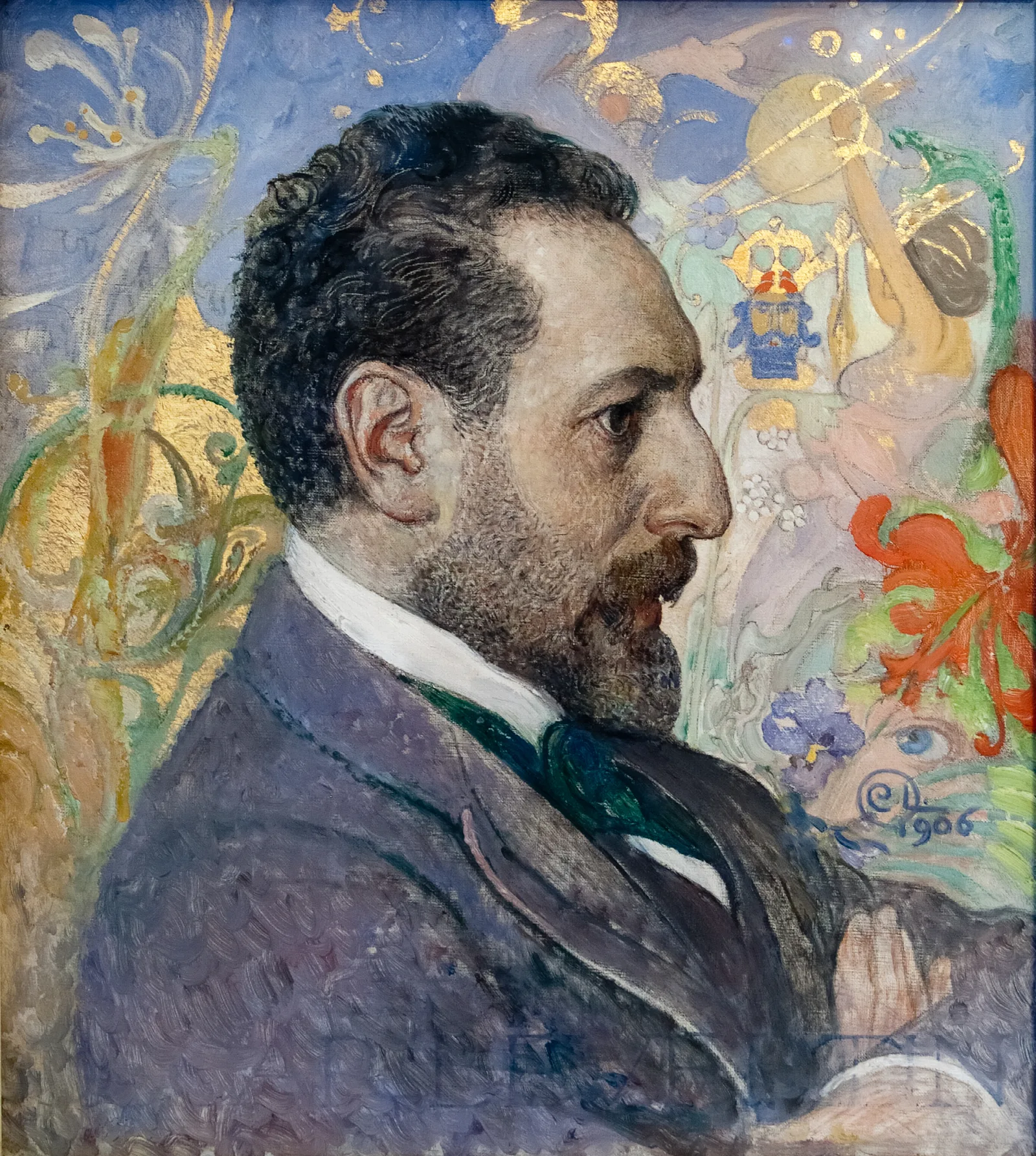 Portrait Of Oscar Levertin Wall Art by Carl Larsson - Canvas Print