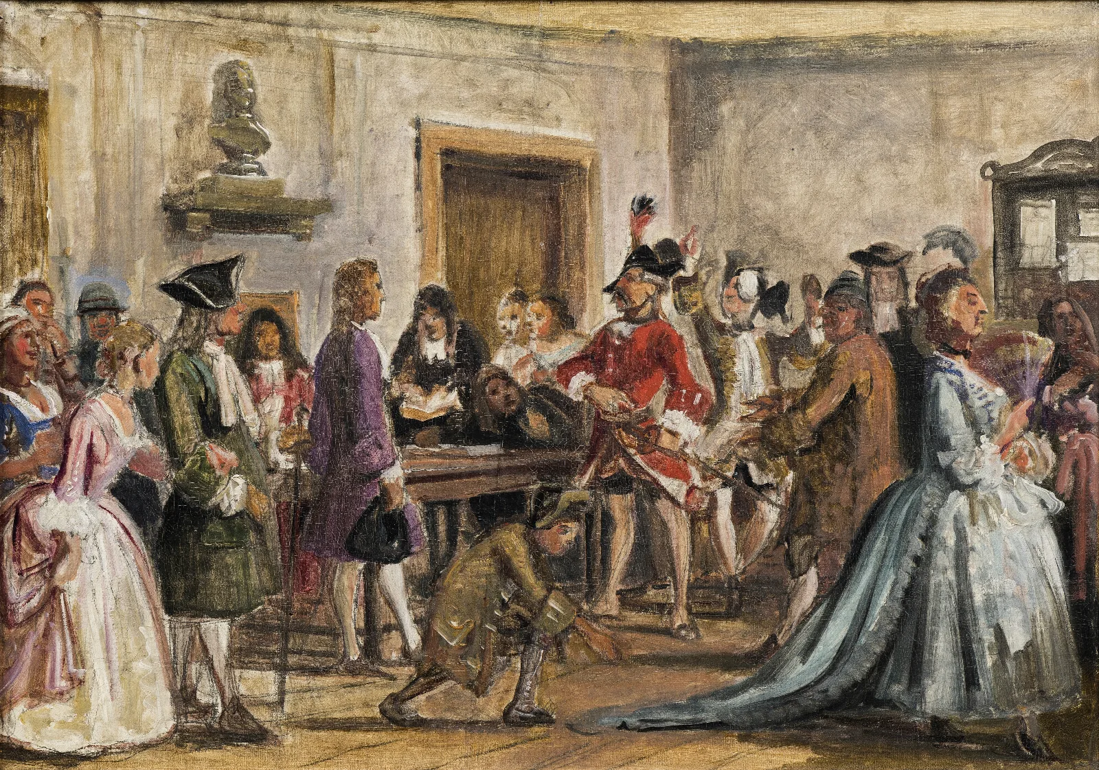 Philemon And His Prosecutors Scene From Det Lykkelige Skibbrud By Holberg Act 5 Scene 9 Sketch For Painting With The Same Subject 1859 Wall Art by Wilhelm Marstrand - Canvas Print