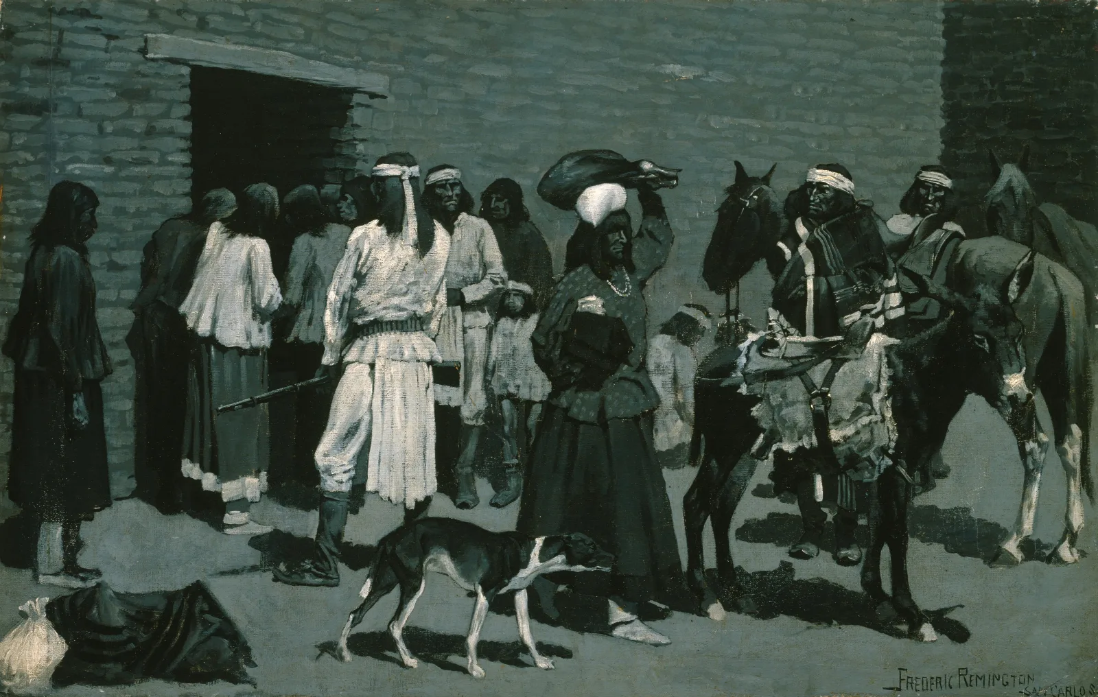 Pueblo Indian Village Wall Art by Frederic Remington - Canvas Print