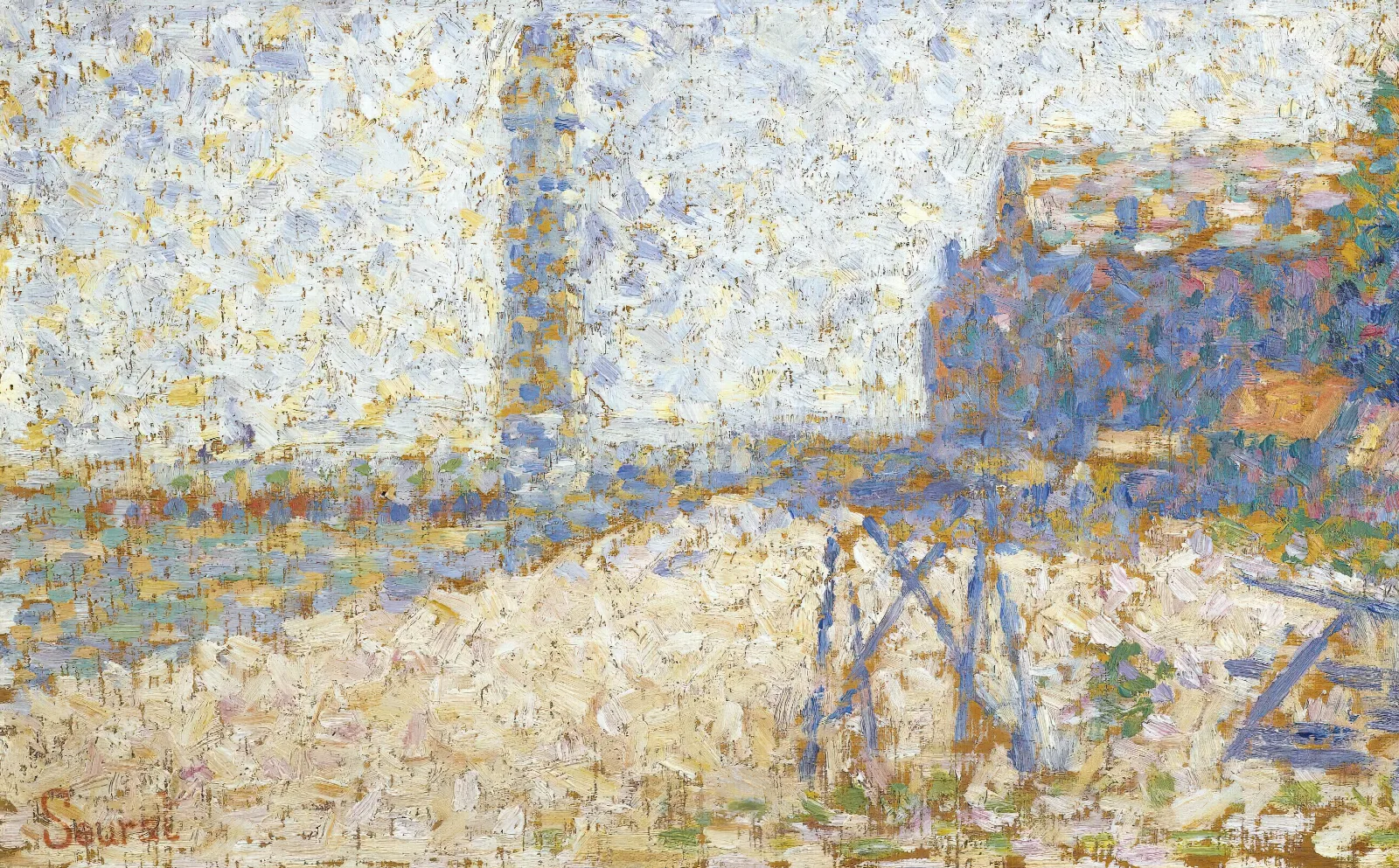 Lhospice Et Le Phare De Honfleur Wall Art by Georges Seurat - Canvas Print