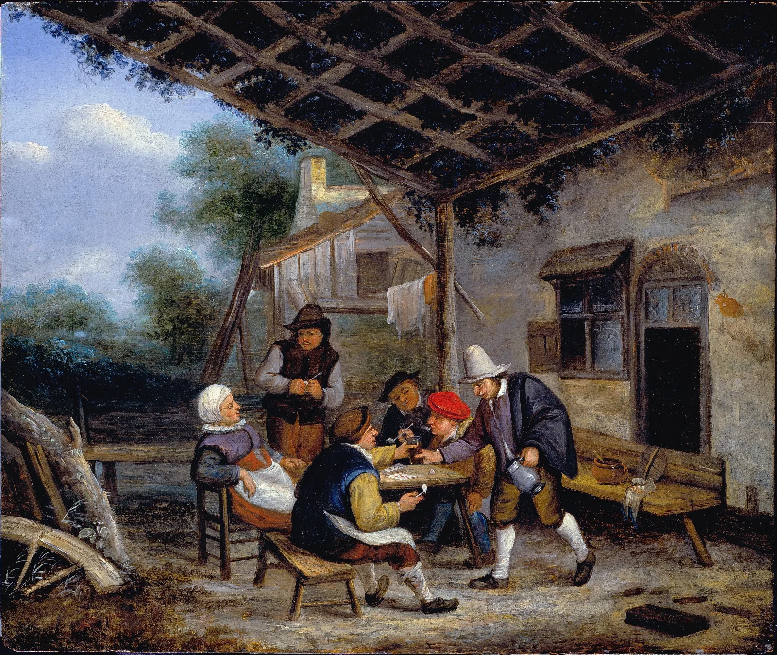 Peasants Drinking Wall Art by Adriaen van Ostade - Canvas Print