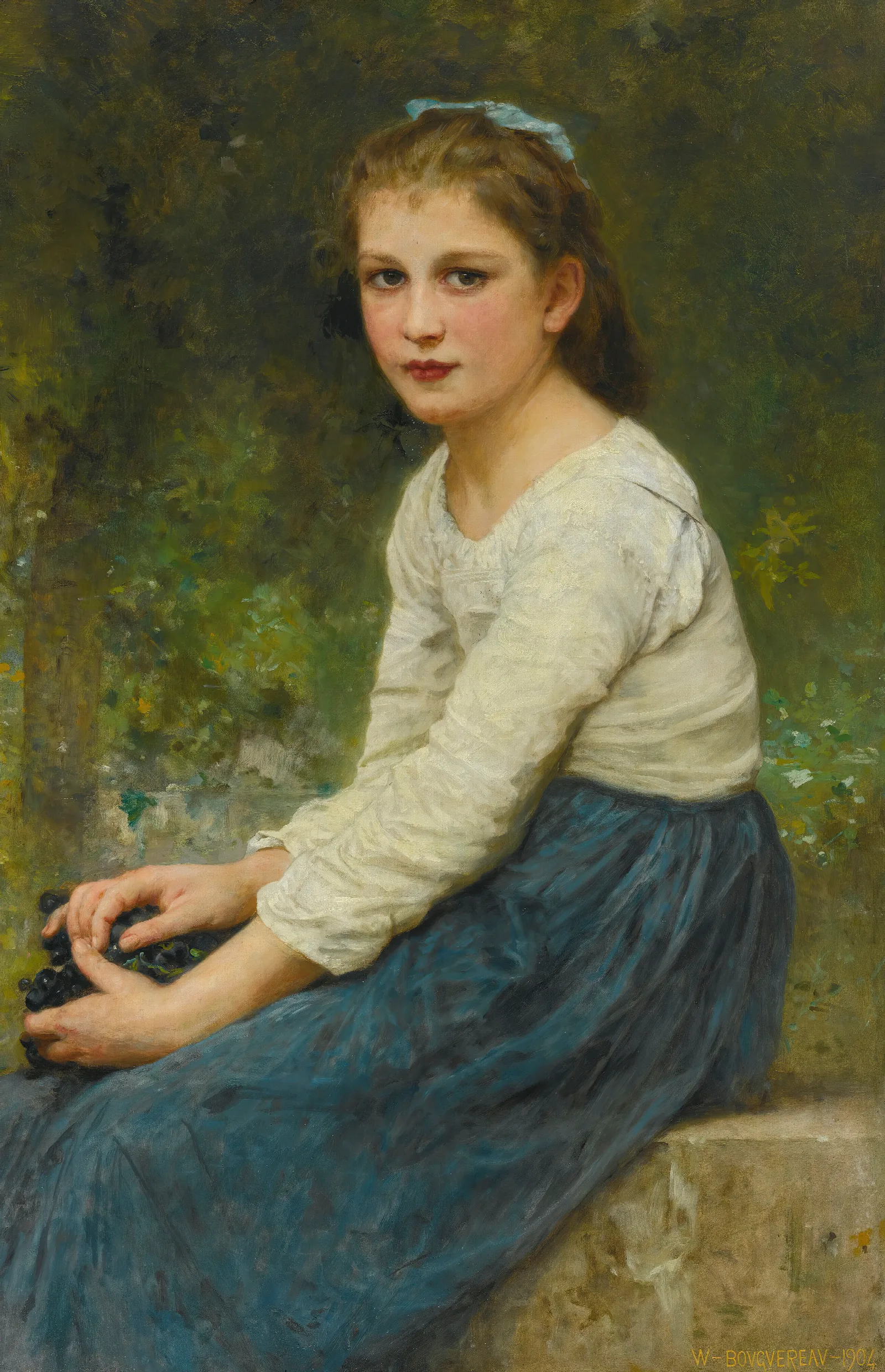 Jeune Fille Aux Raisins Wall Art by William Bouguereau - Canvas Print