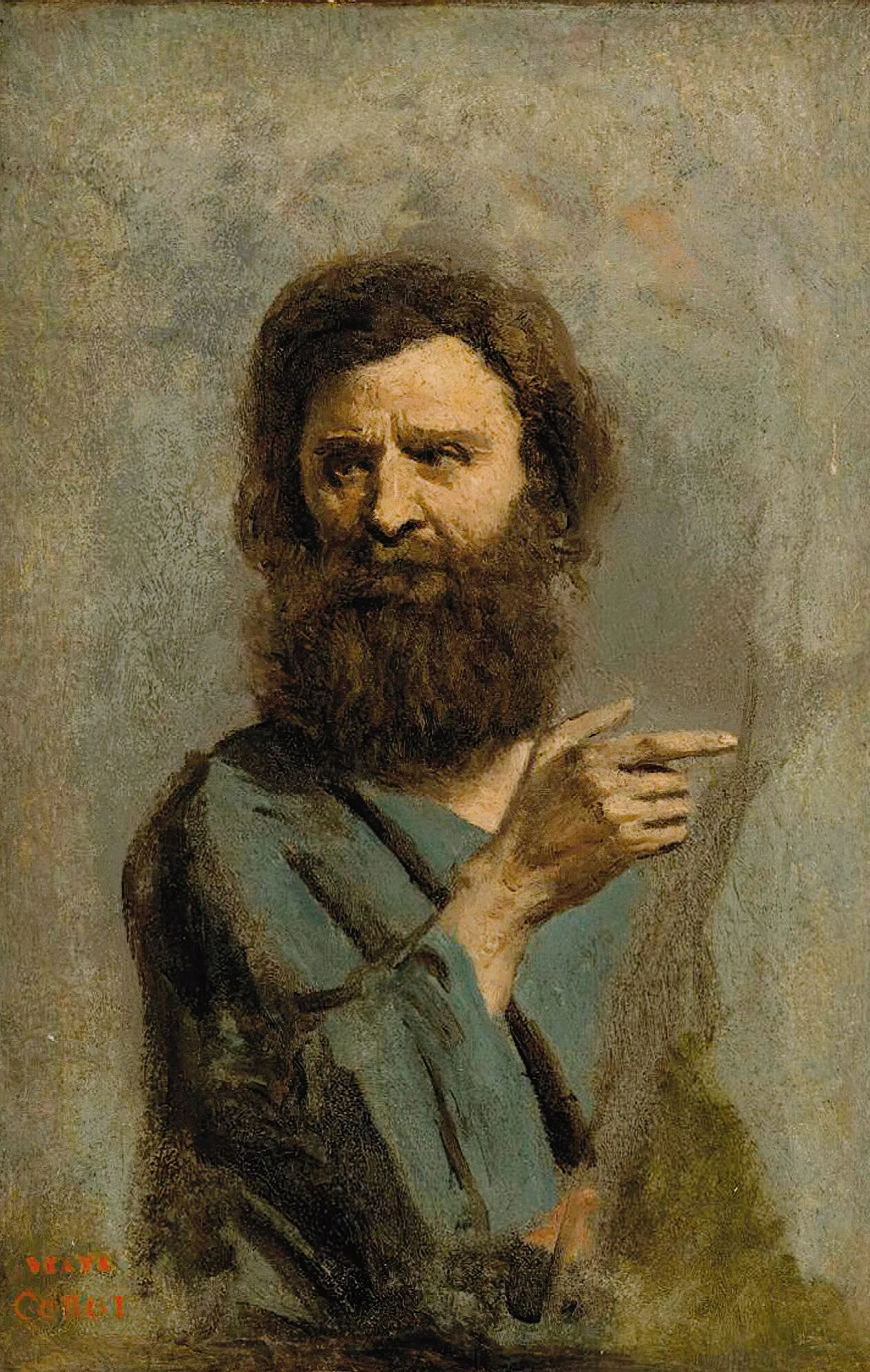 Head Of A Bearded Man 17 Wall Art by Jean-Baptiste-Camille Corot - Canvas Print