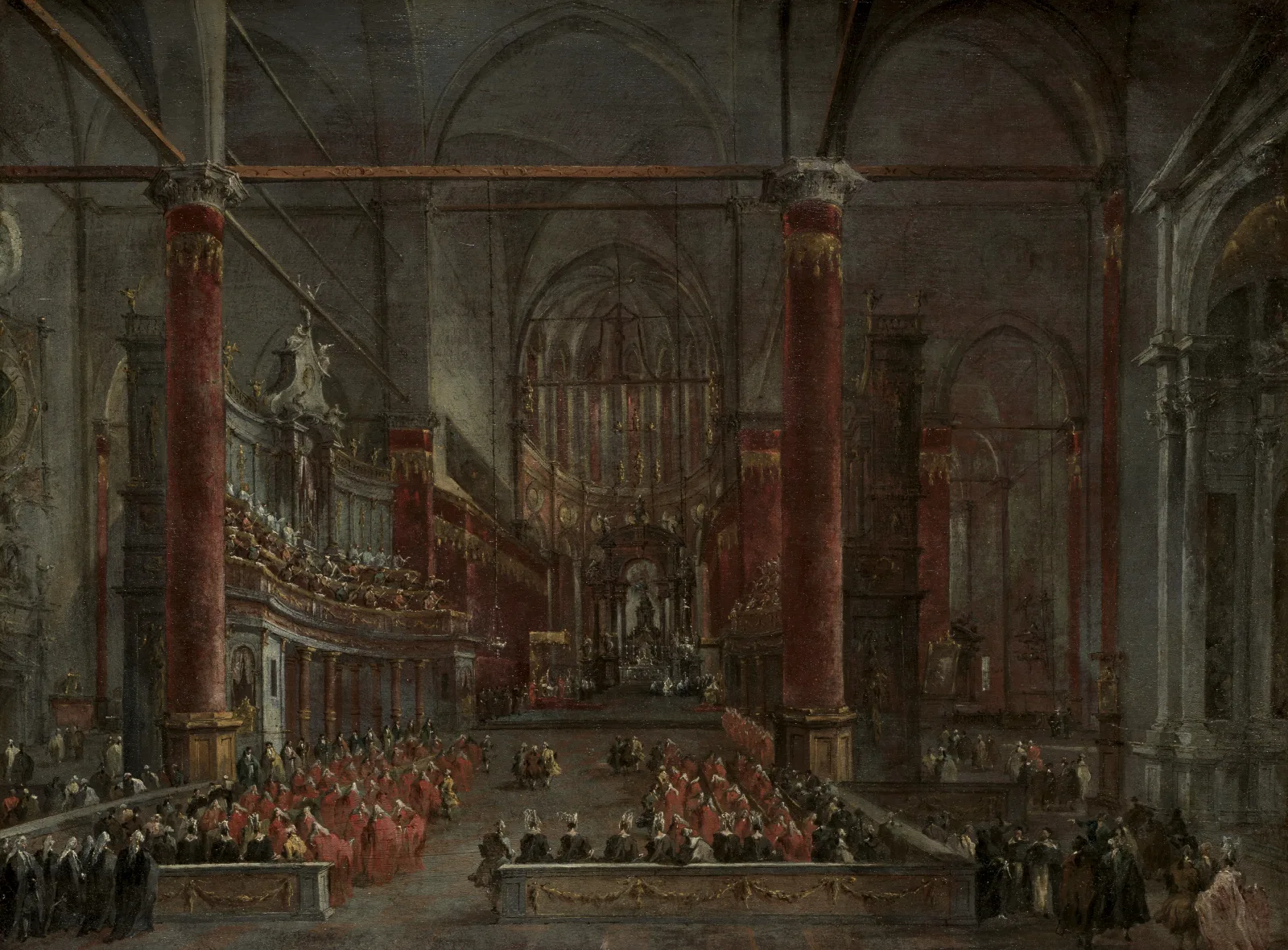 Pontifical Ceremony In Ss Giovanni E Paolo Venice 1782 Wall Art by Francesco Guardi - Canvas Print