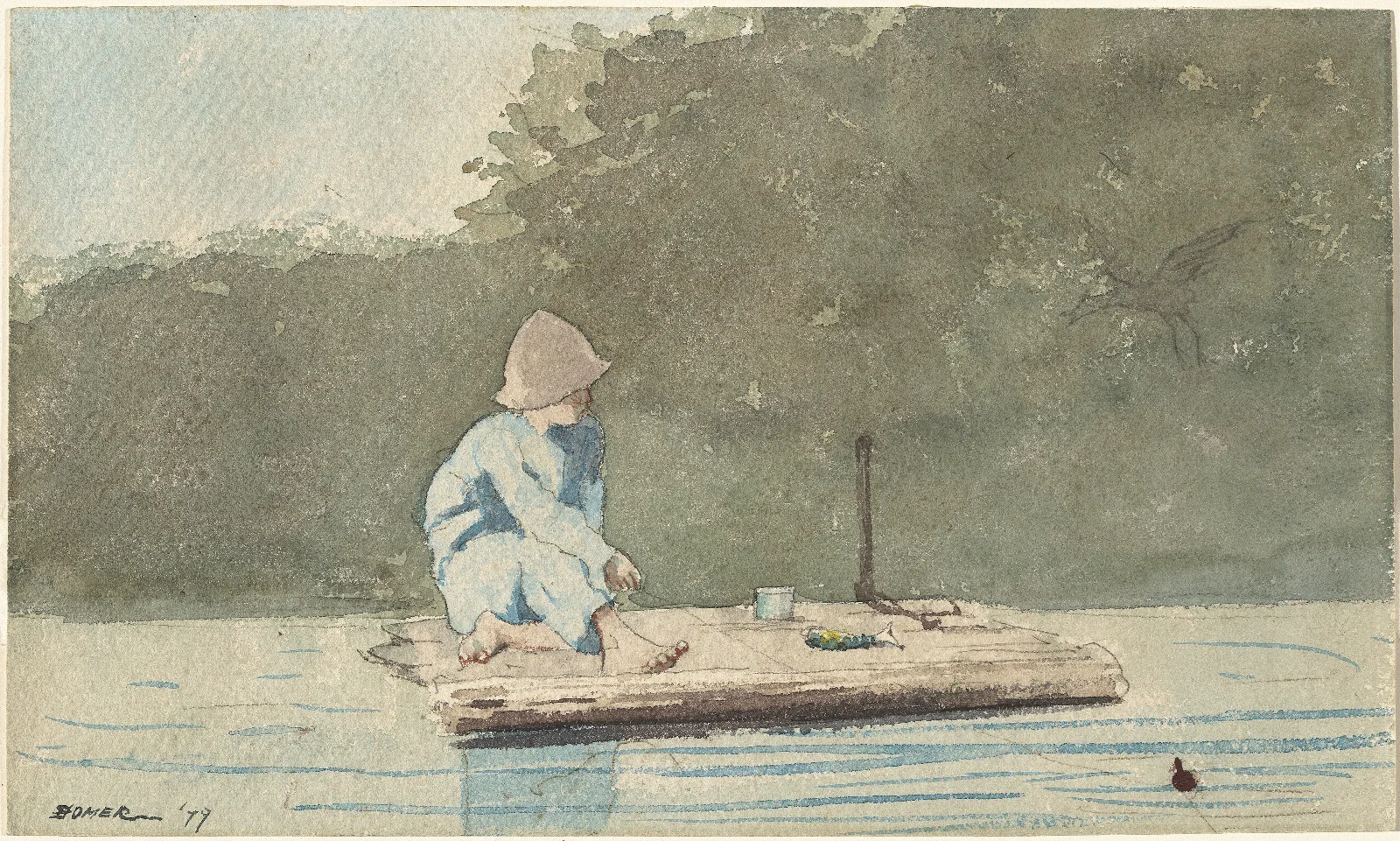 Boy On A Raft Wall Art by Winslow Homer - Canvas Print