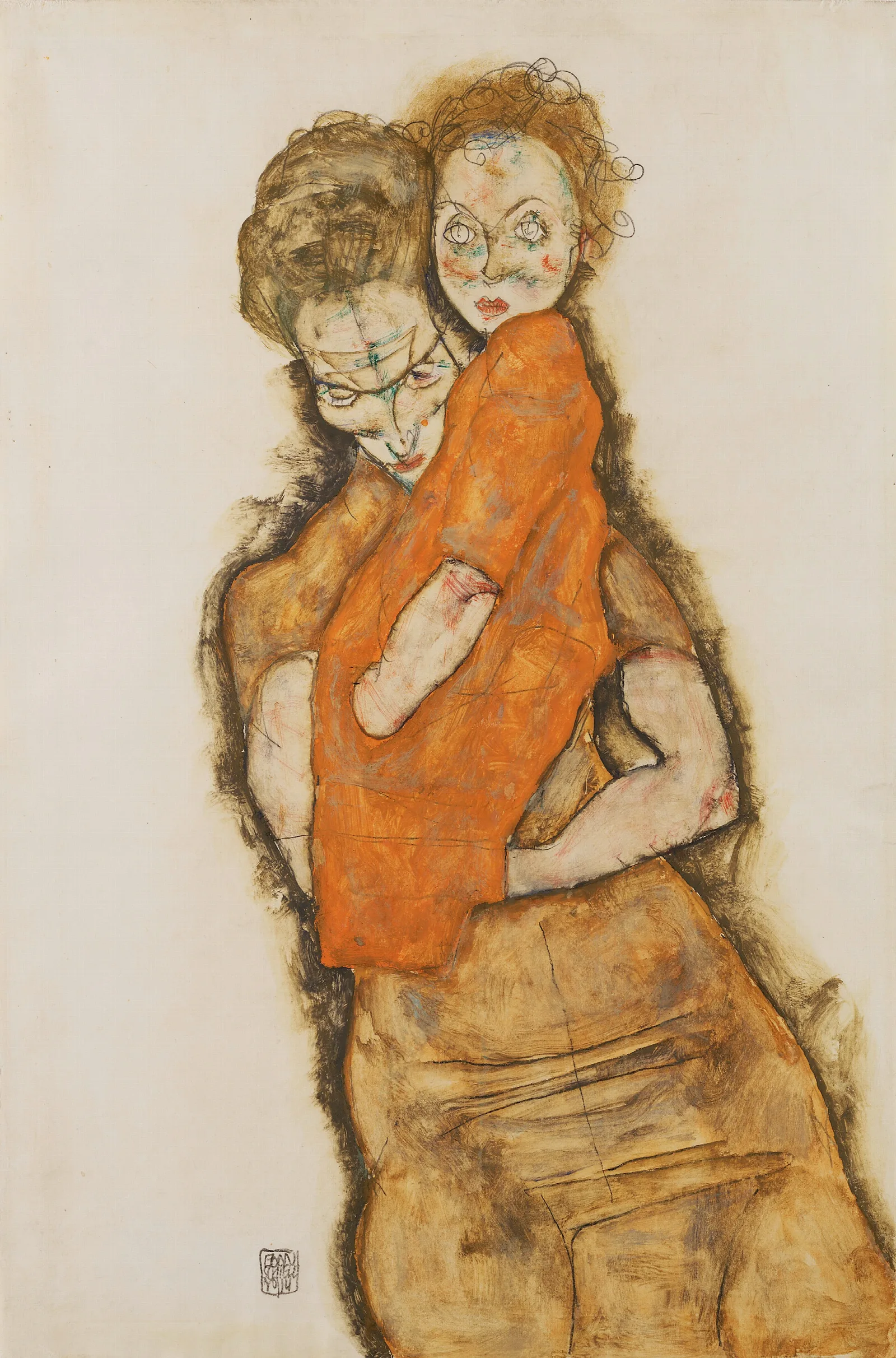 Mother And Child 38 Wall Art by Egon Schiele - Canvas Print