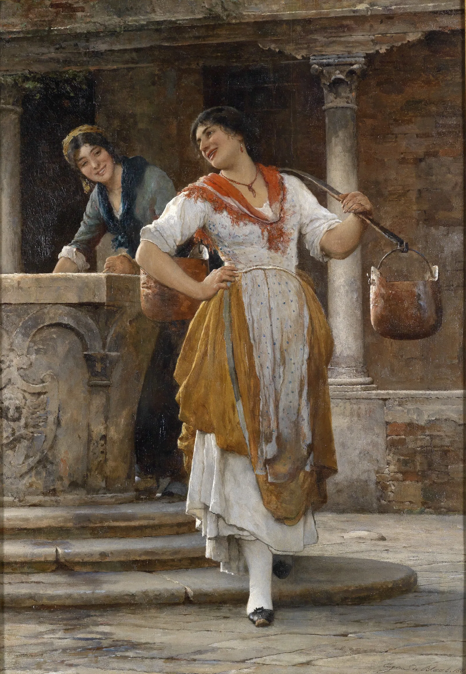 Die Wassertragerin Wall Art by Eugen von Blaas - Canvas Print