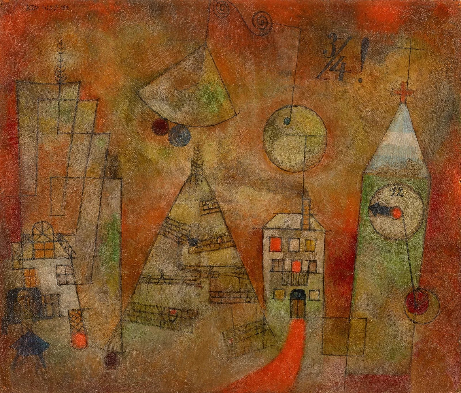Schicksalstunde Um Dreiviertel Zwolf Wall Art by Paul Klee - Canvas Print