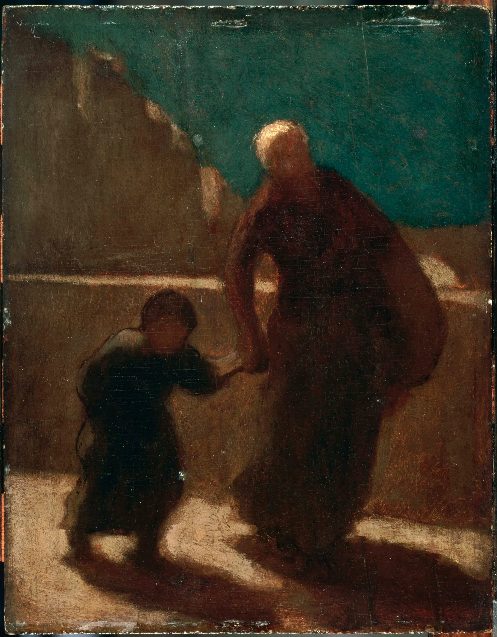 On A Bridge At Night Wall Art by Honoré Daumier - Canvas Print