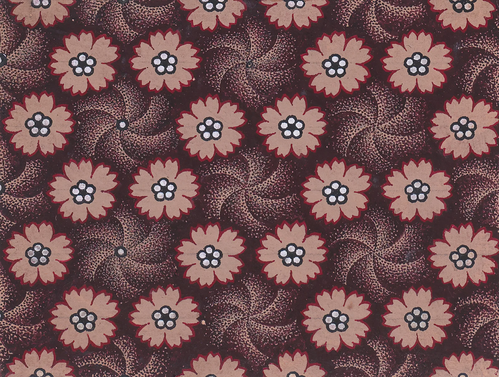 Textile Design With Rosettes Forming Hexagonal Shapes Around Swirls Wall Art by Wassily Kandinsky - Canvas Print