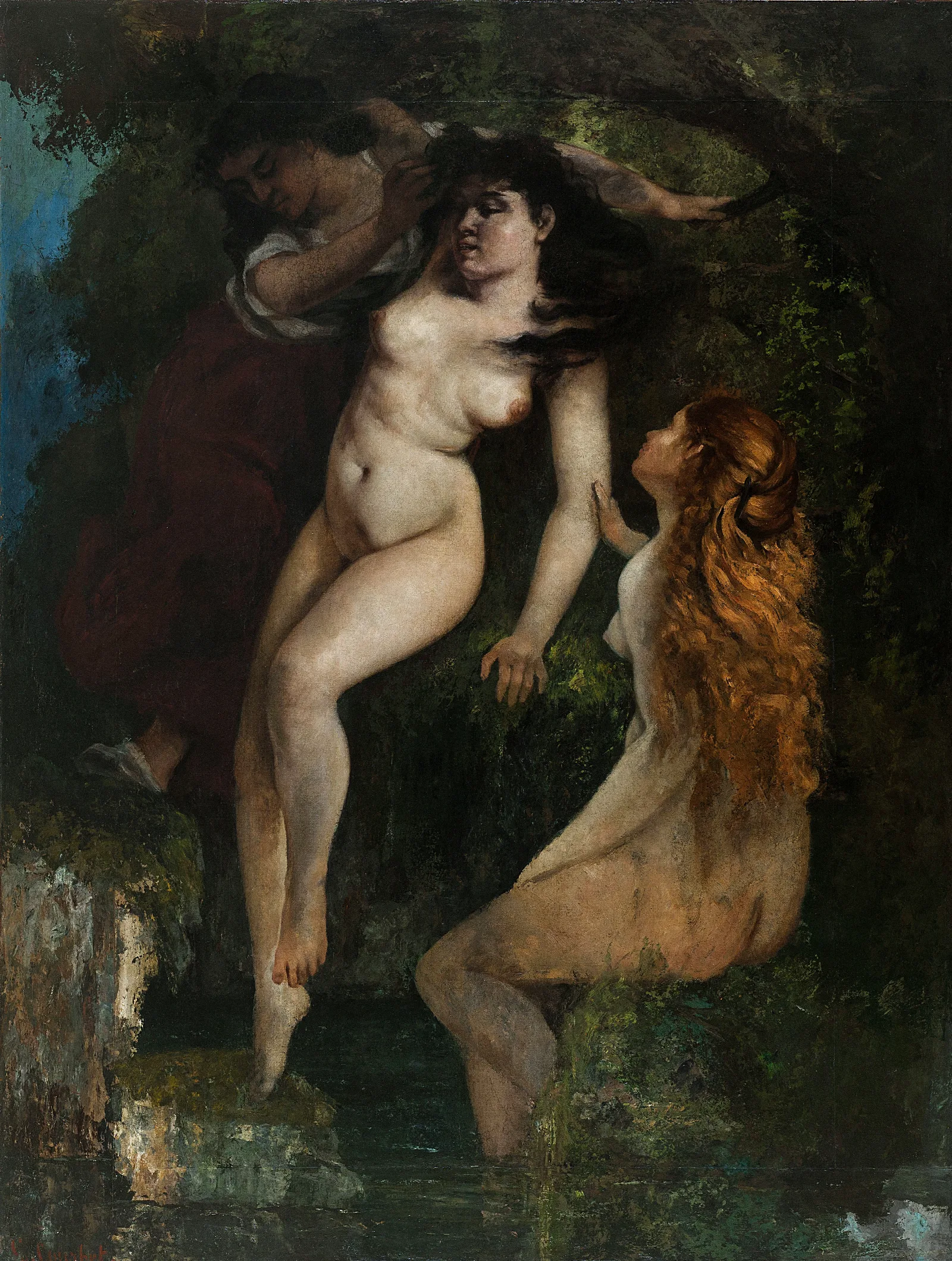 Trois Baigneuses Wall Art by Gustave Courbet - Canvas Print