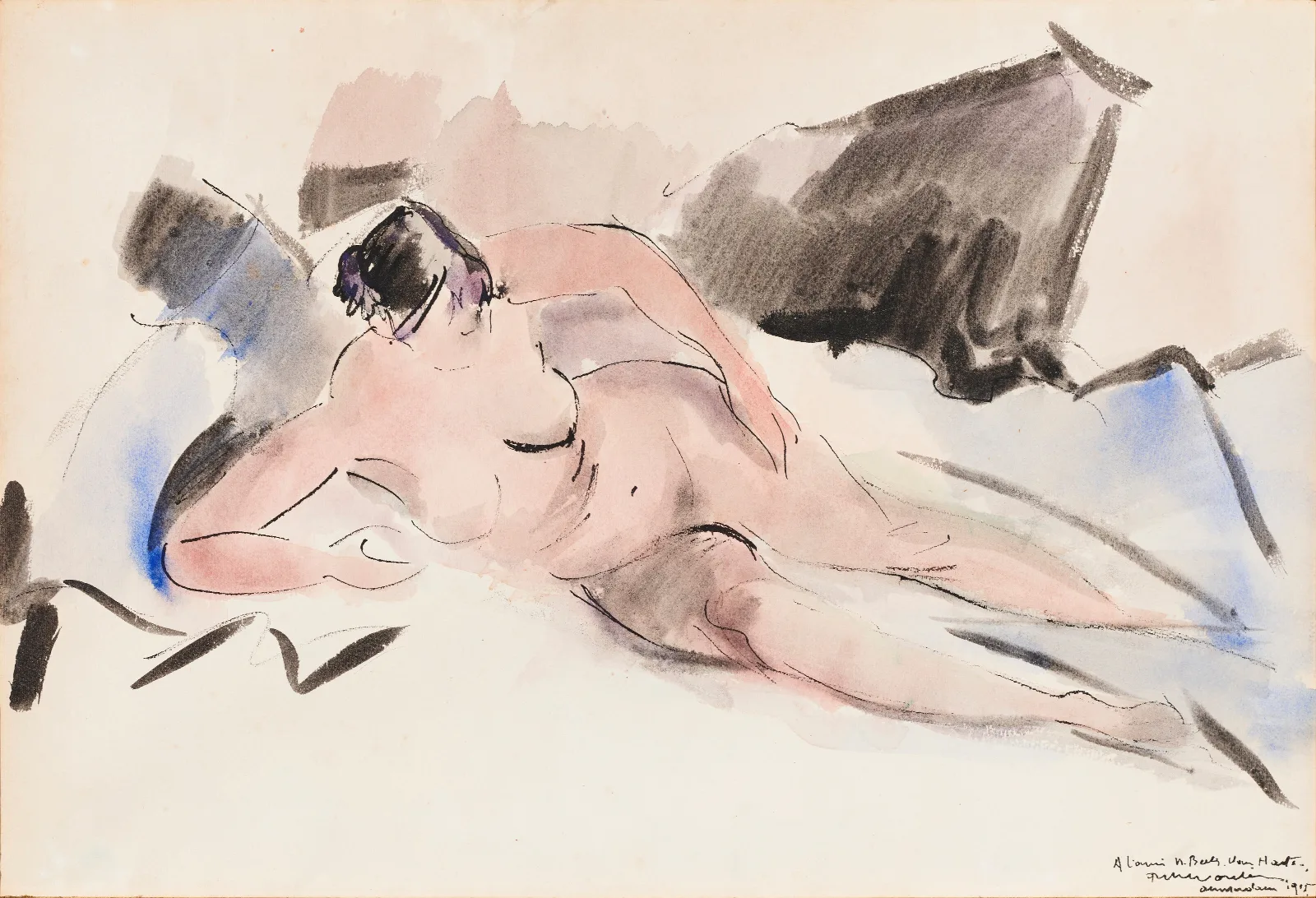 Reclining Nude 38 Wall Art by Rik Wouters - Canvas Print
