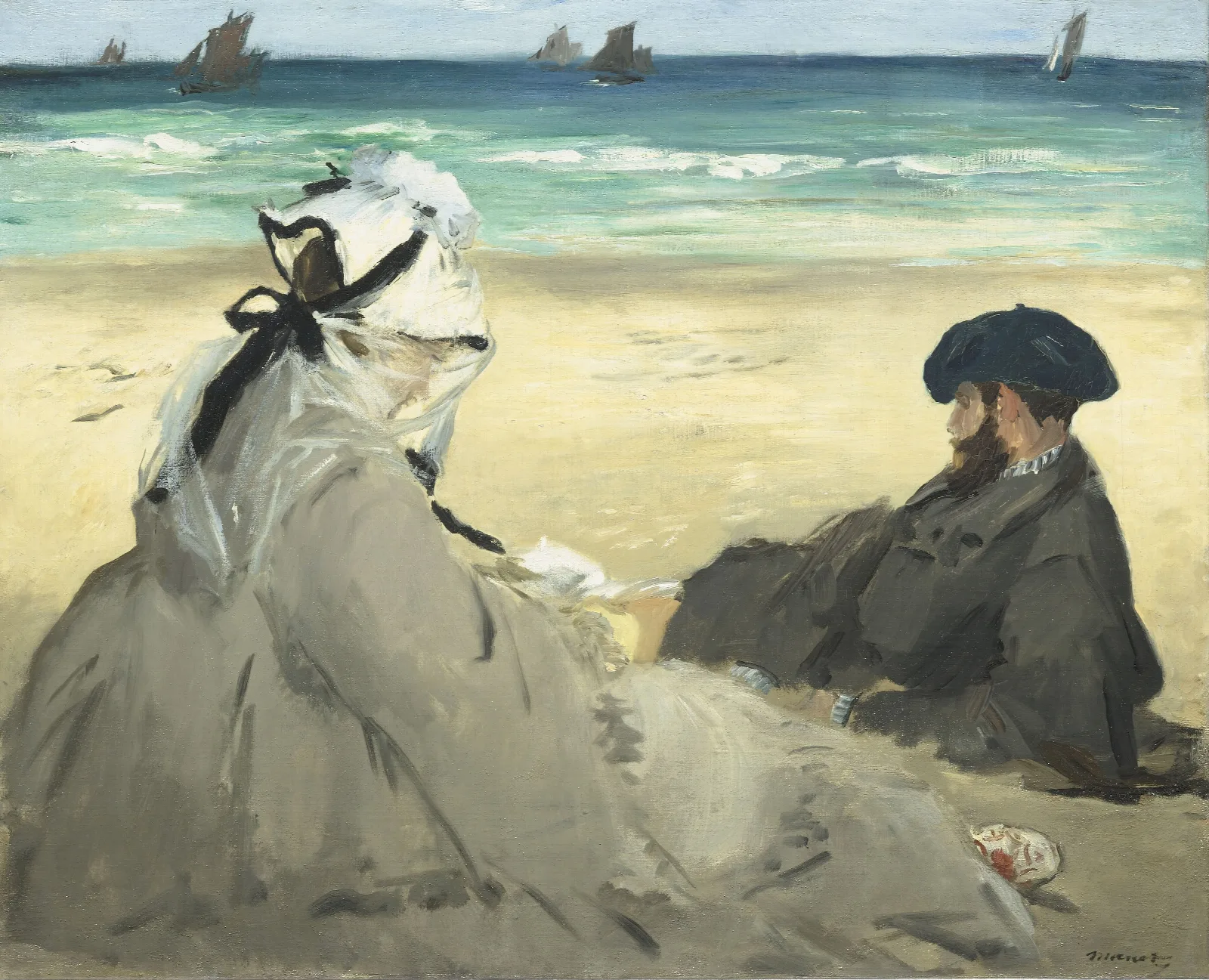 On The Beach 10 Wall Art by Édouard Manet - Canvas Print