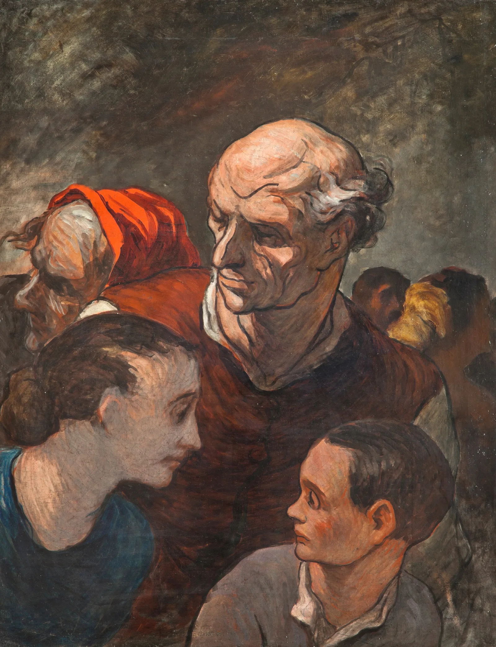On The Barricades Family On The Barricades Wall Art by Honoré Daumier - Canvas Print
