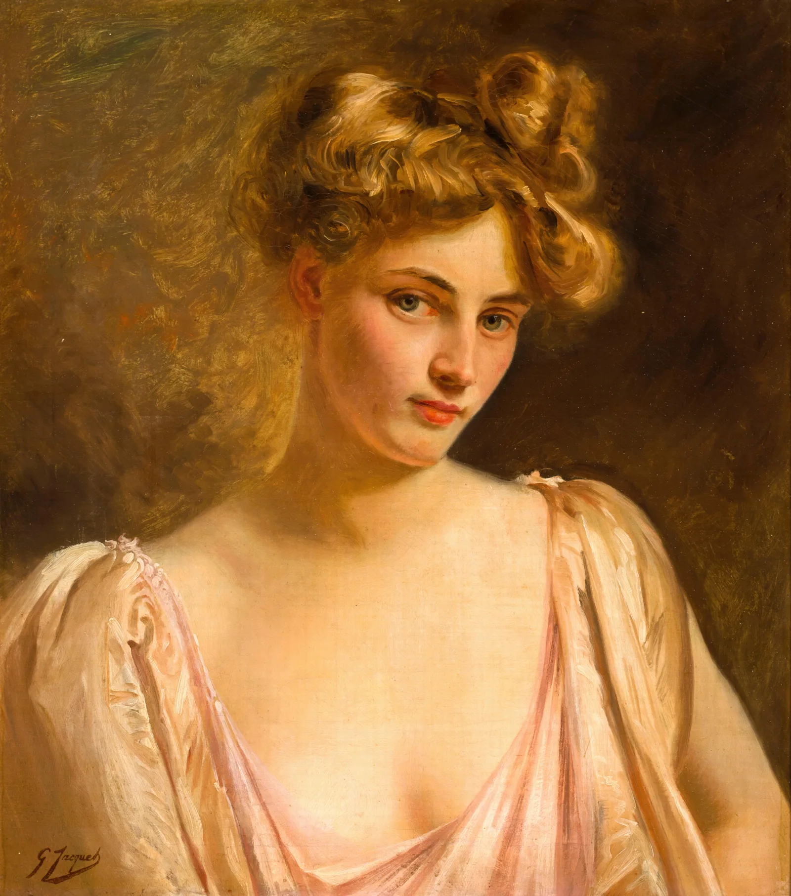 A Blonde Beauty Wall Art by Gustave Jean Jacquet - Canvas Print