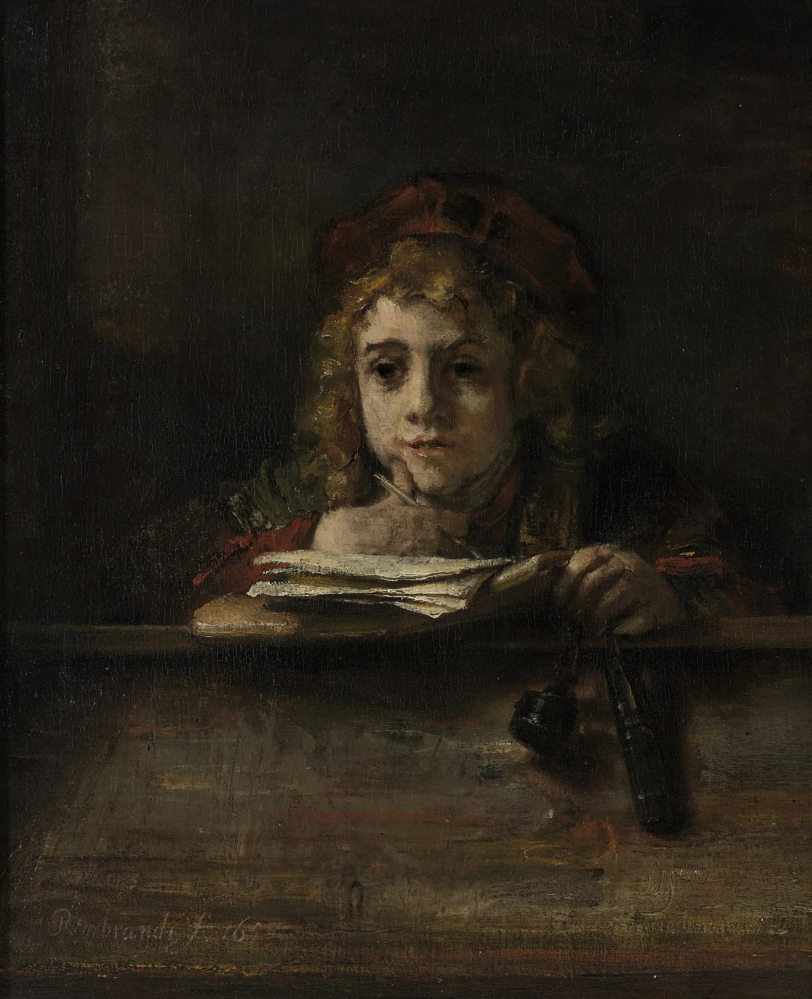 Titus At His Desk Wall Art by Rembrandt van Rijn - Canvas Print