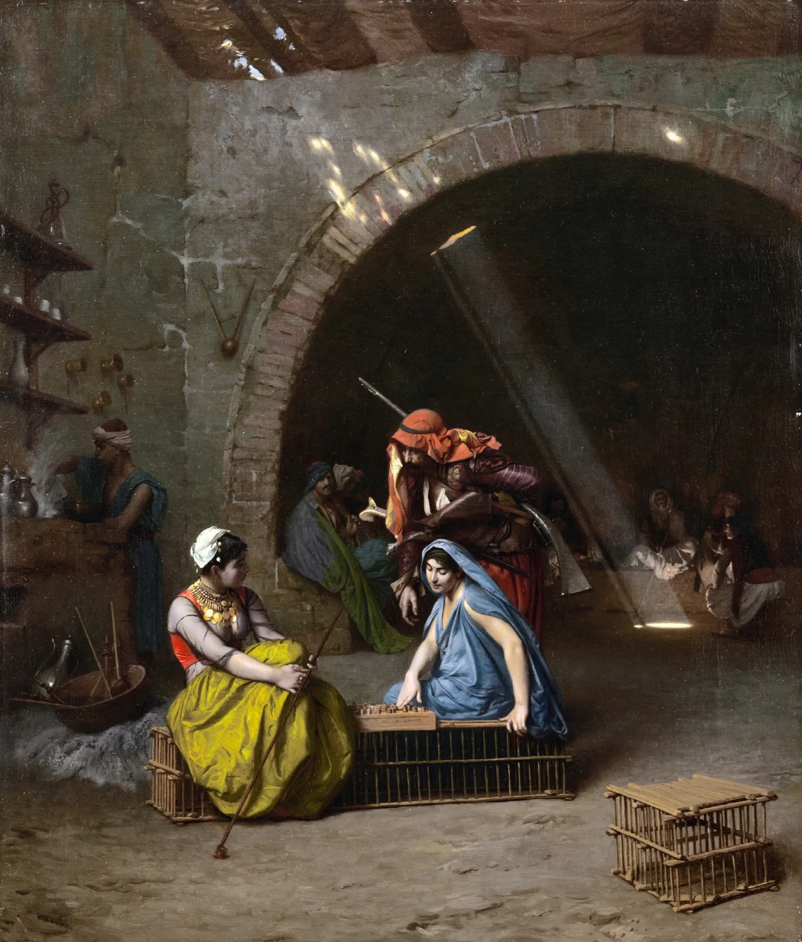 Almehs Playing Draughts Wall Art by Jean-Léon Gérôme - Canvas Print