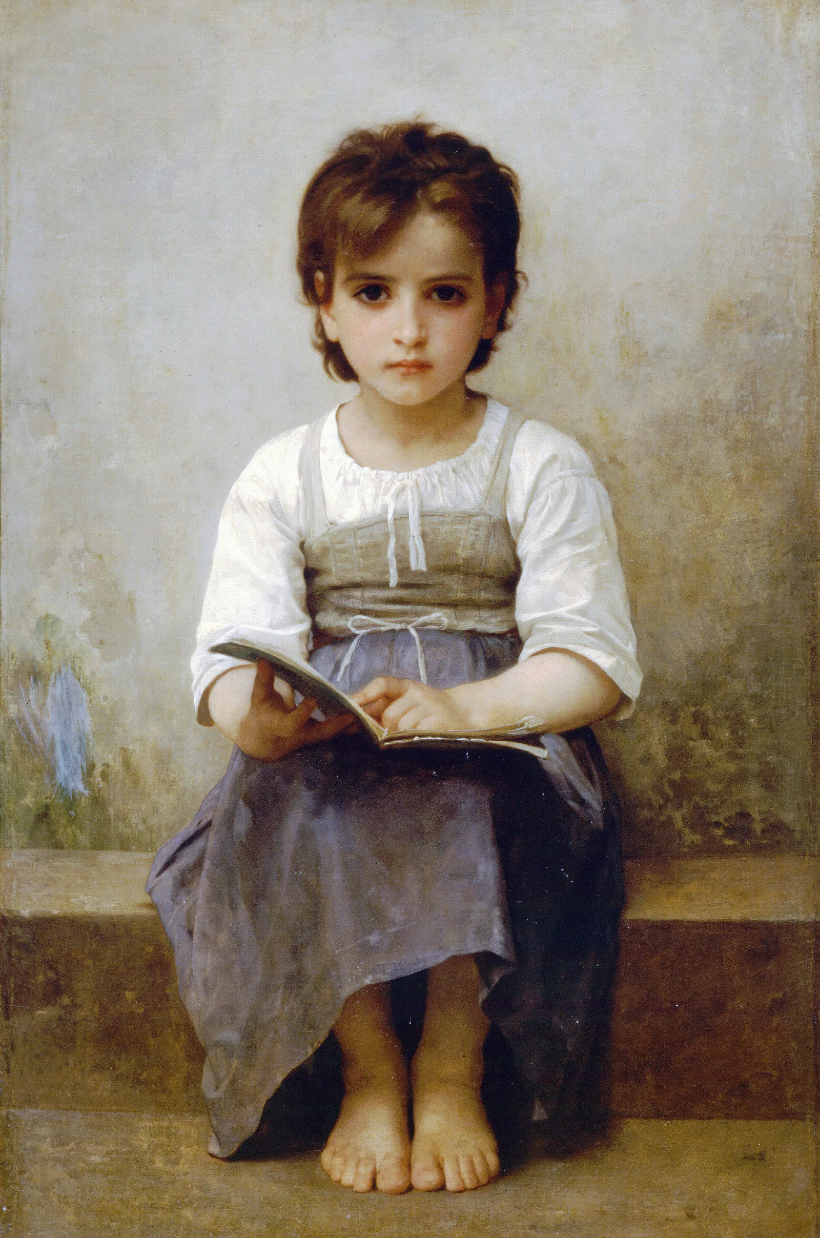 The Hard Lesson Wall Art by William Bouguereau - Canvas Print