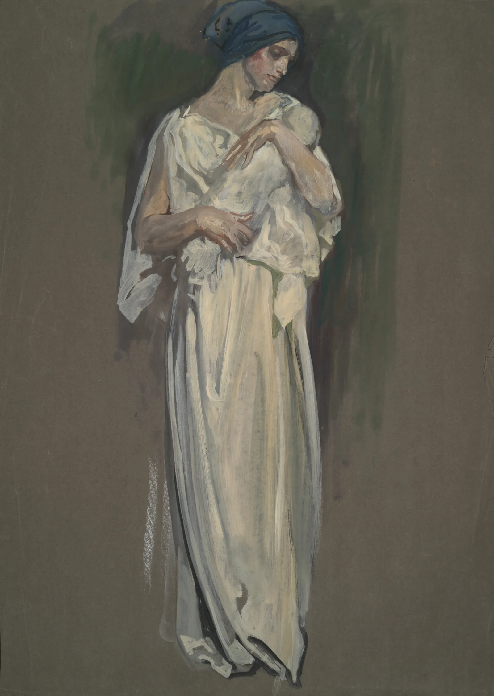 Early Study For The Infancy Of Galahad In The Quest For The Holy Grail Cycle At The Boston Public Library Wall Art by Edwin Austin Abbey - Canvas Print