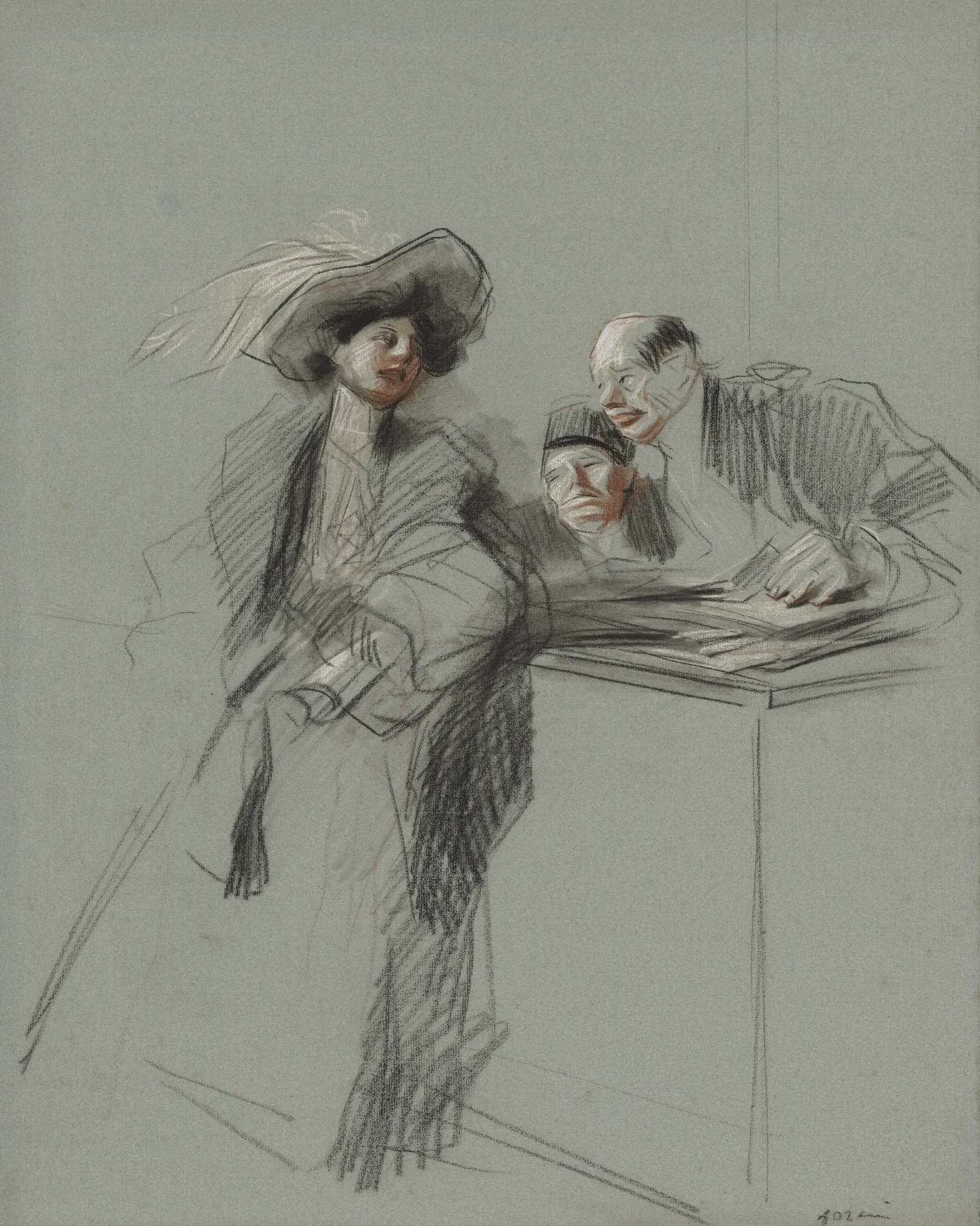 The Client Wall Art by Jean-Louis Forain - Canvas Print