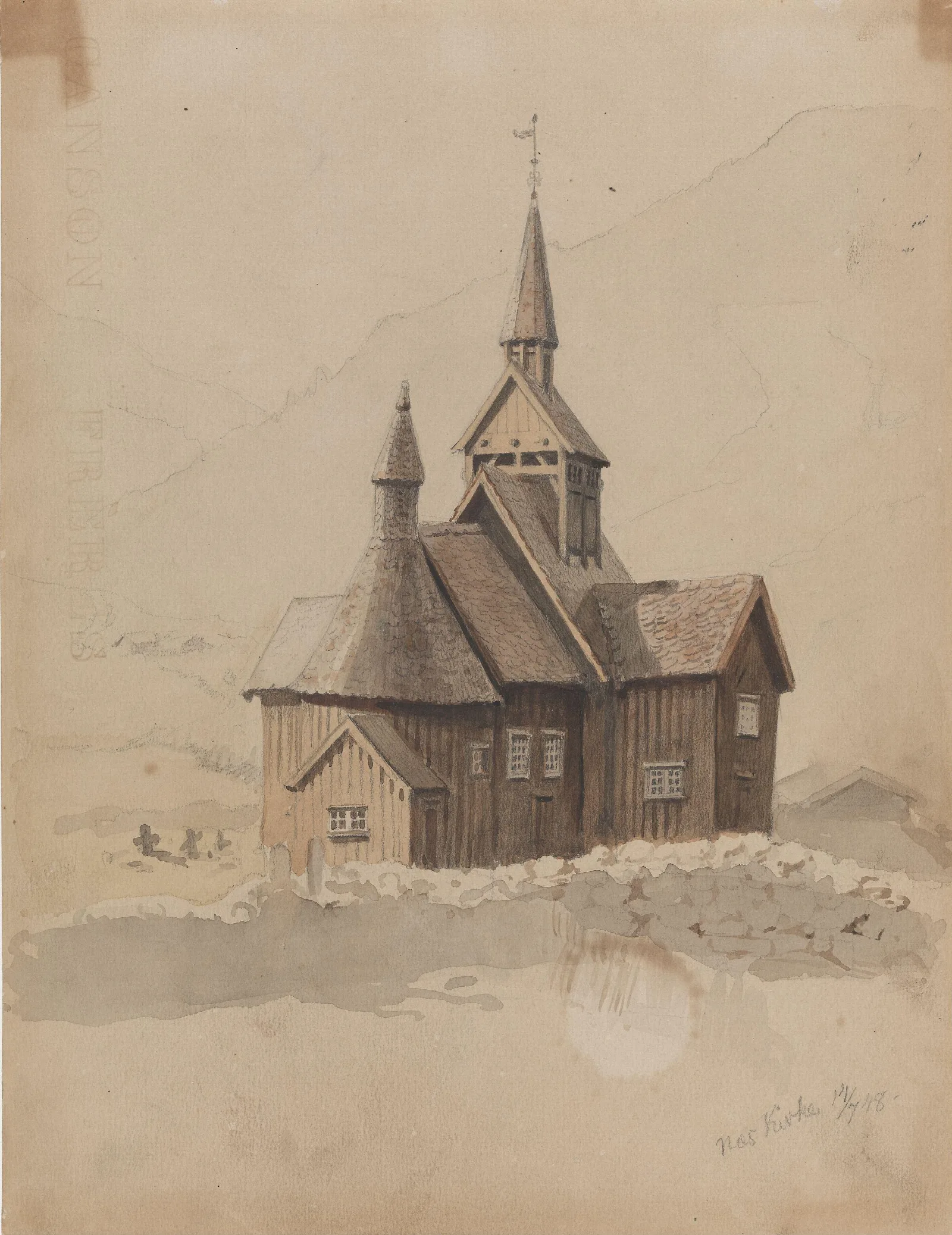Nes Kirke Wall Art by Adolph Tidemand - Canvas Print