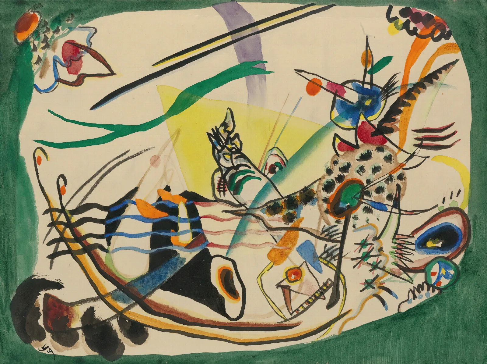 Entwurf Zu Gruner Rand Study For Green Border 2 Wall Art by Wassily Kandinsky - Canvas Print