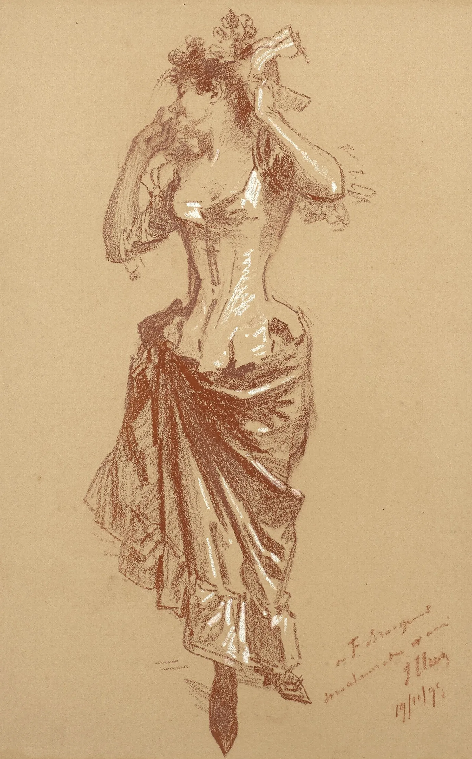 Danseuse Et Jeune Femme En Jupon Wall Art by Jules Chéret - Canvas Print