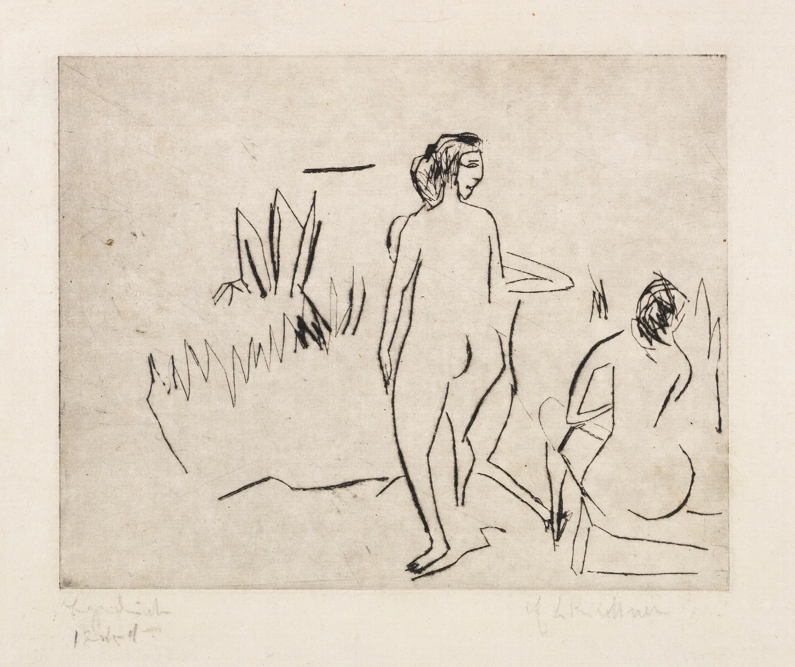 Moritzburger Badende Am Schilf Wall Art by Ernst Ludwig Kirchner - Canvas Print