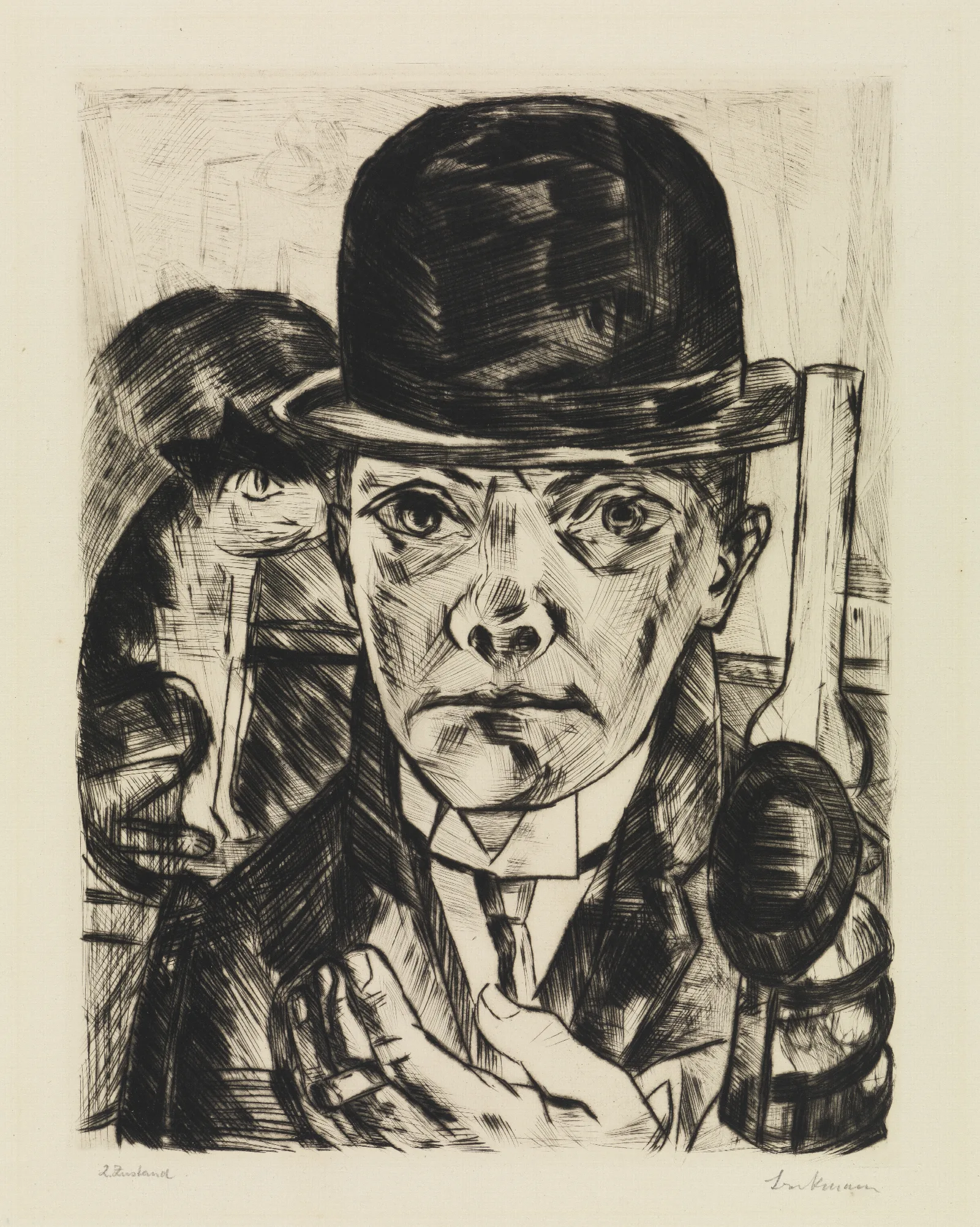 Selbstbildnis Mit Steifem Hut 2 Wall Art by Max Beckmann - Canvas Print