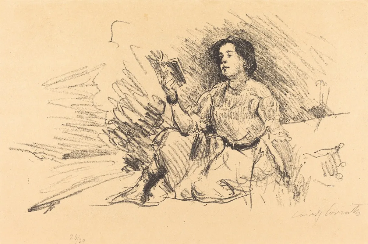 Girl Reading Lesendes Madchen Wall Art by Lovis Corinth - Canvas Print