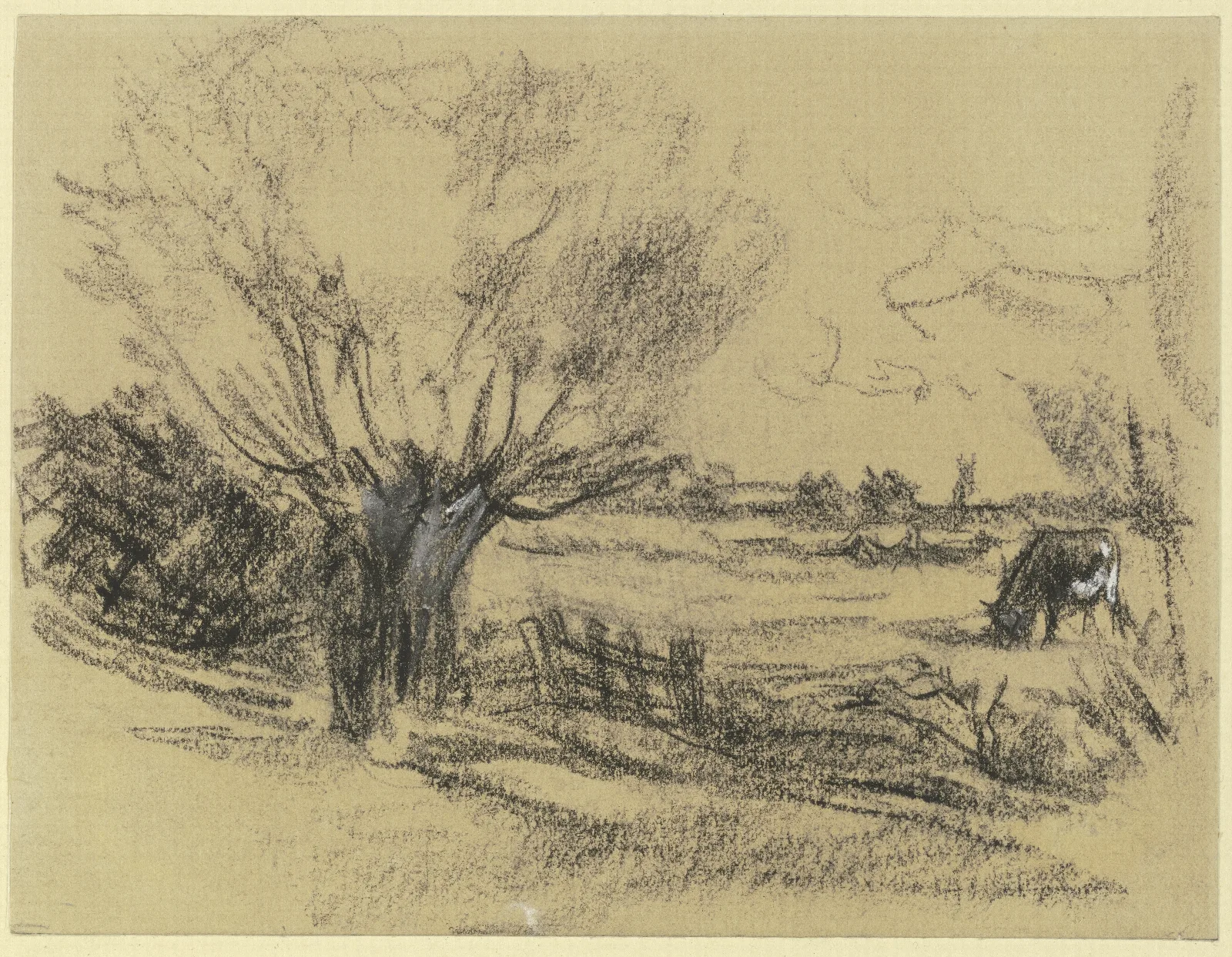 Wiese Mit Vieh Vorne Eine Kopfweide Wall Art by Max Liebermann - Canvas Print