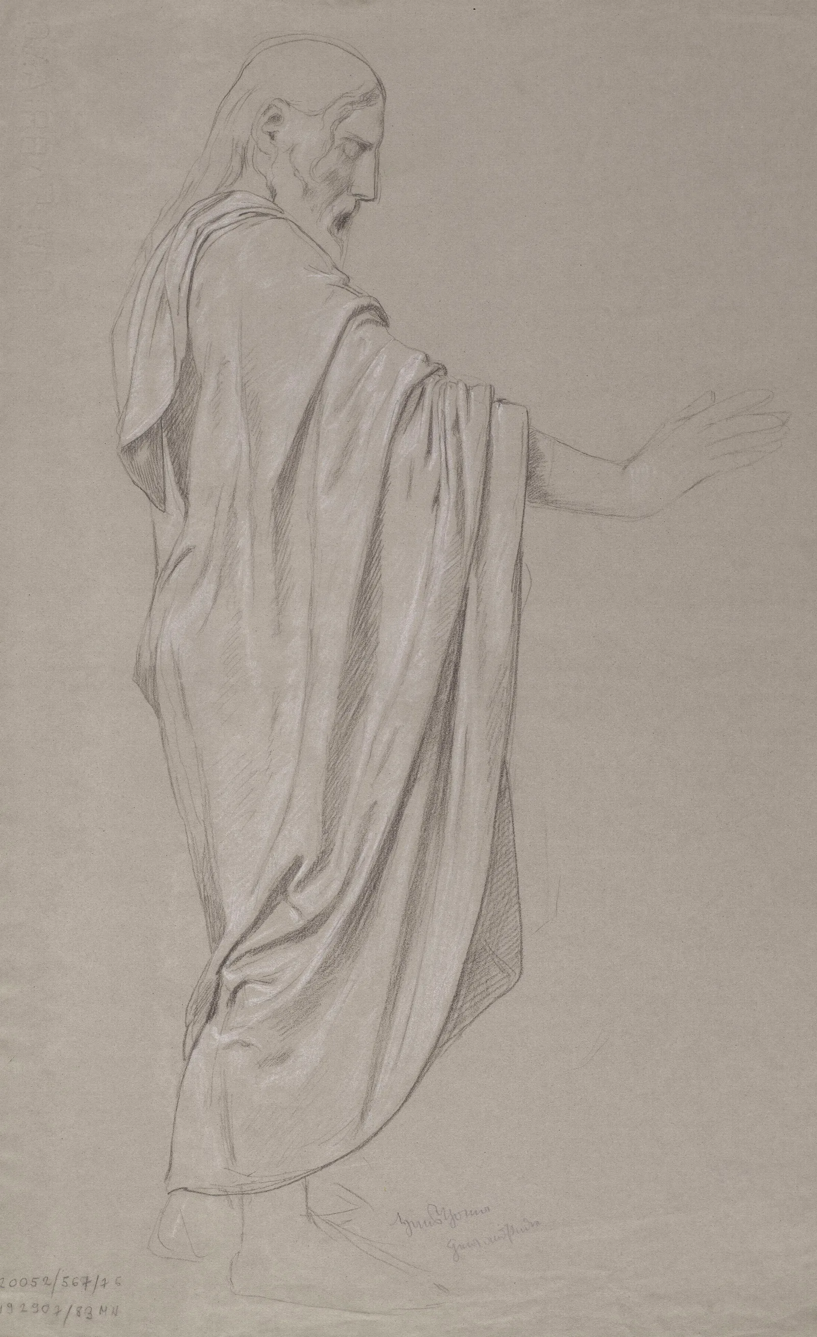 Sketch Of The Figure Of Christ 2 Wall Art by Hans Thoma - Canvas Print