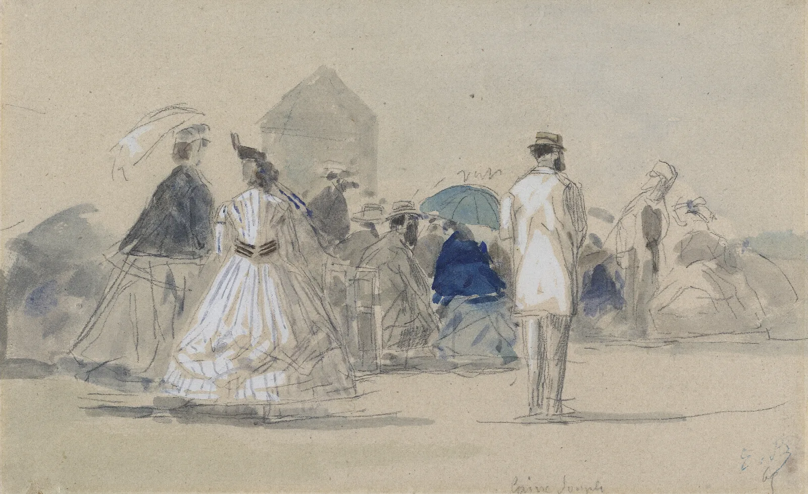 Crinolines On The Beach Wall Art by Eugène Boudin - Canvas Print