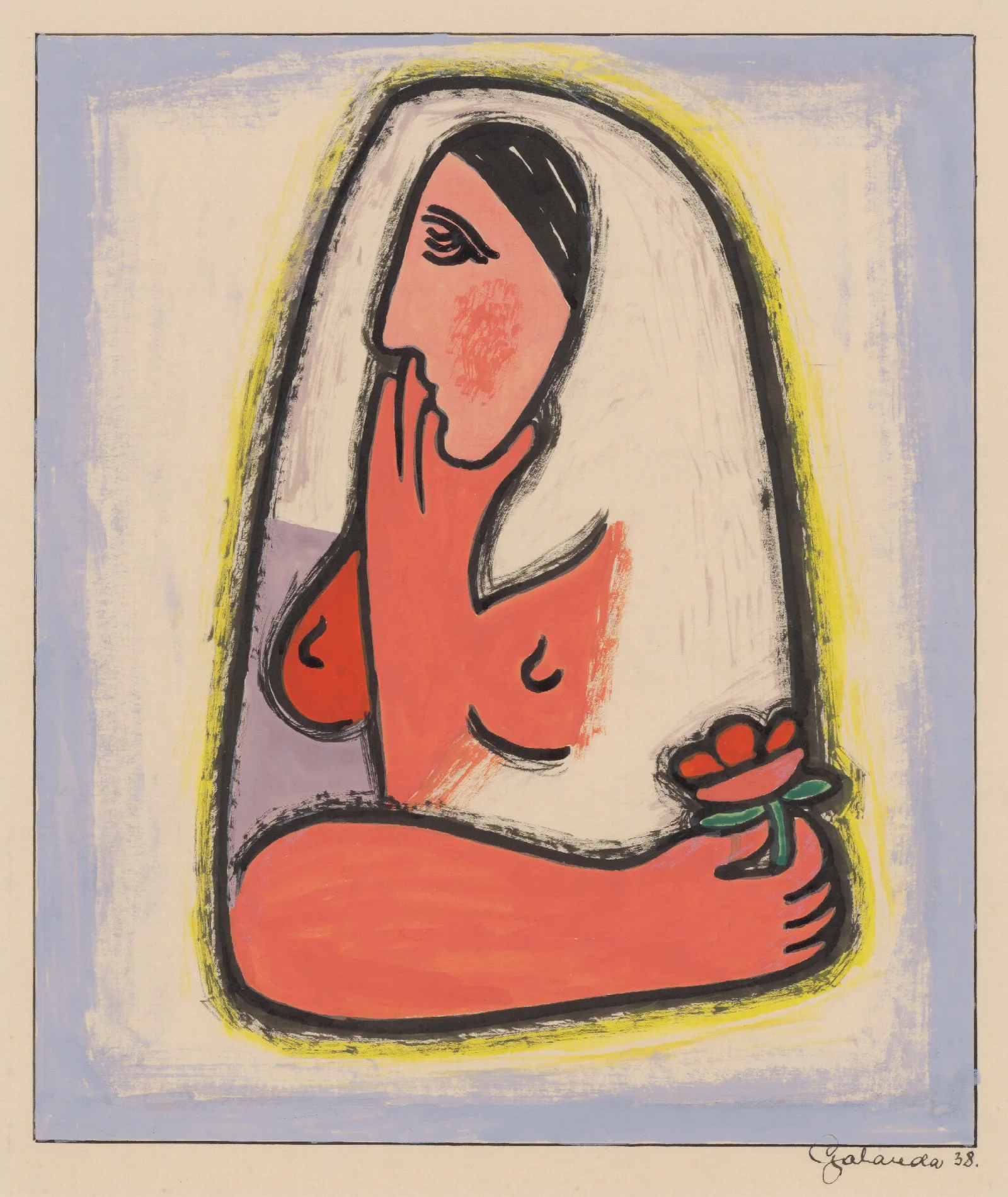 Woman With A Flower 3 Wall Art by Mikuláš Galanda - Canvas Print