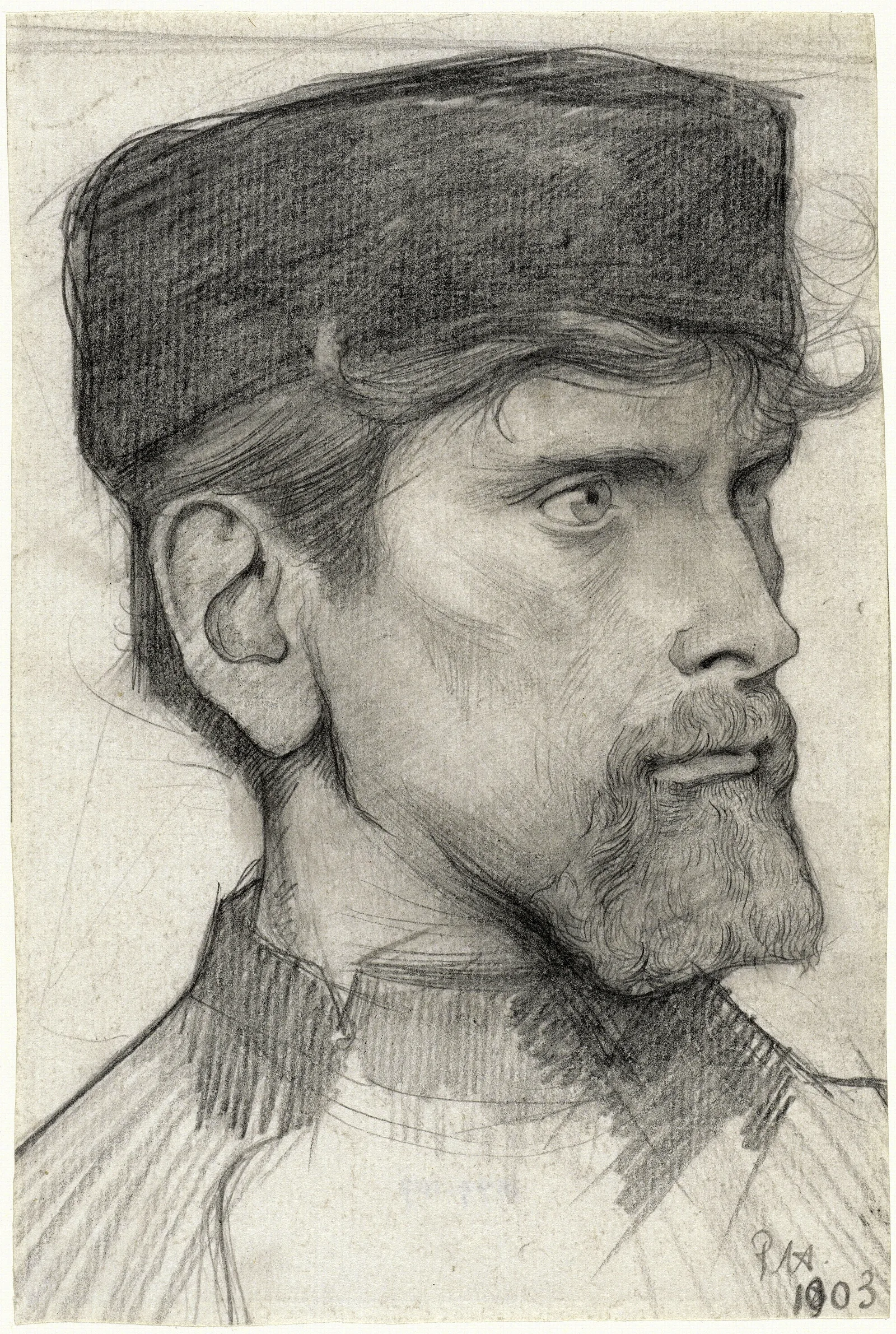 Kop Van Een Man Met Een Muts Wall Art by Richard Nicolaüs Roland Holst - Canvas Print