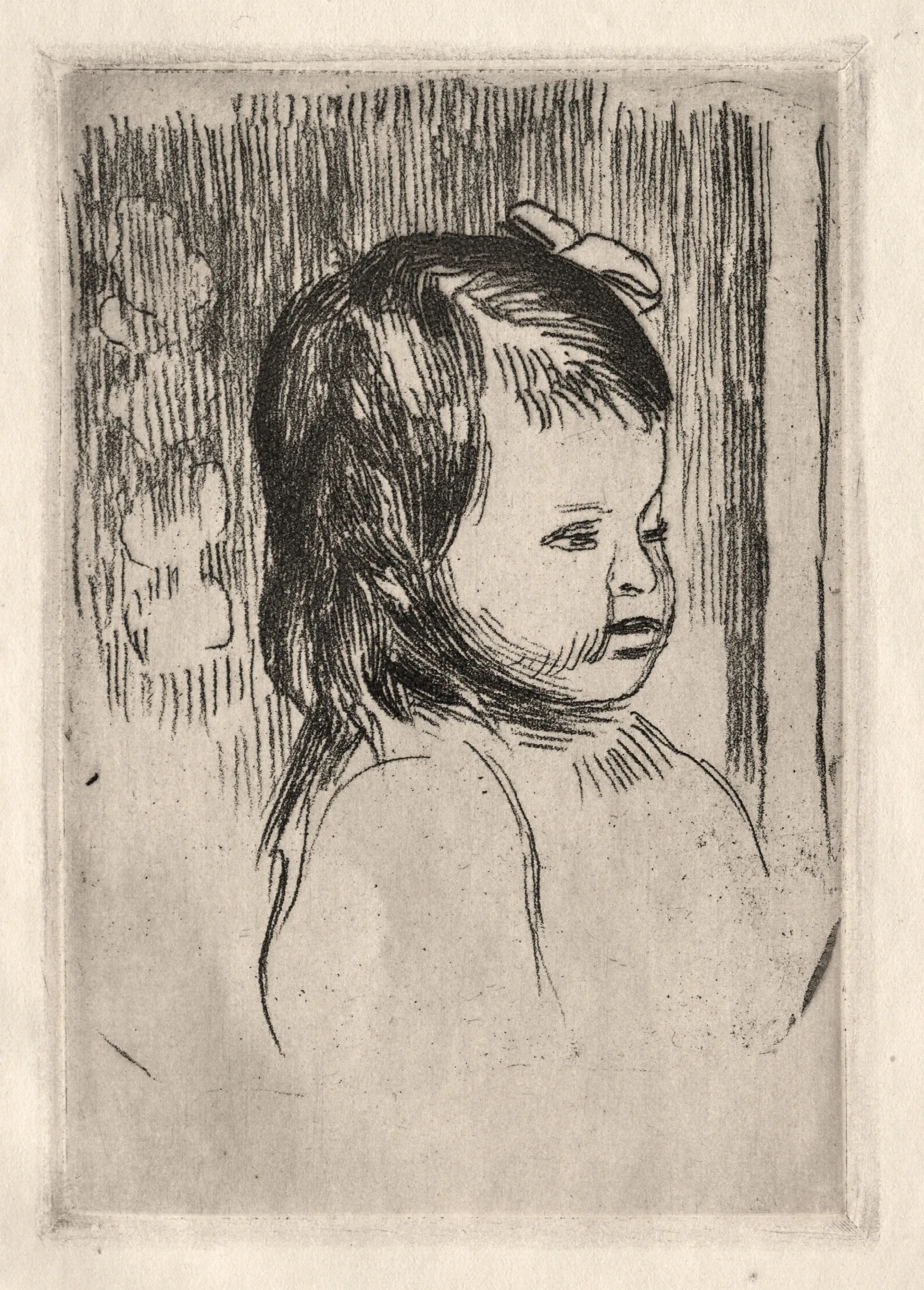 Childs Bust Turned To The Right Wall Art by Pierre-Auguste Renoir - Canvas Print