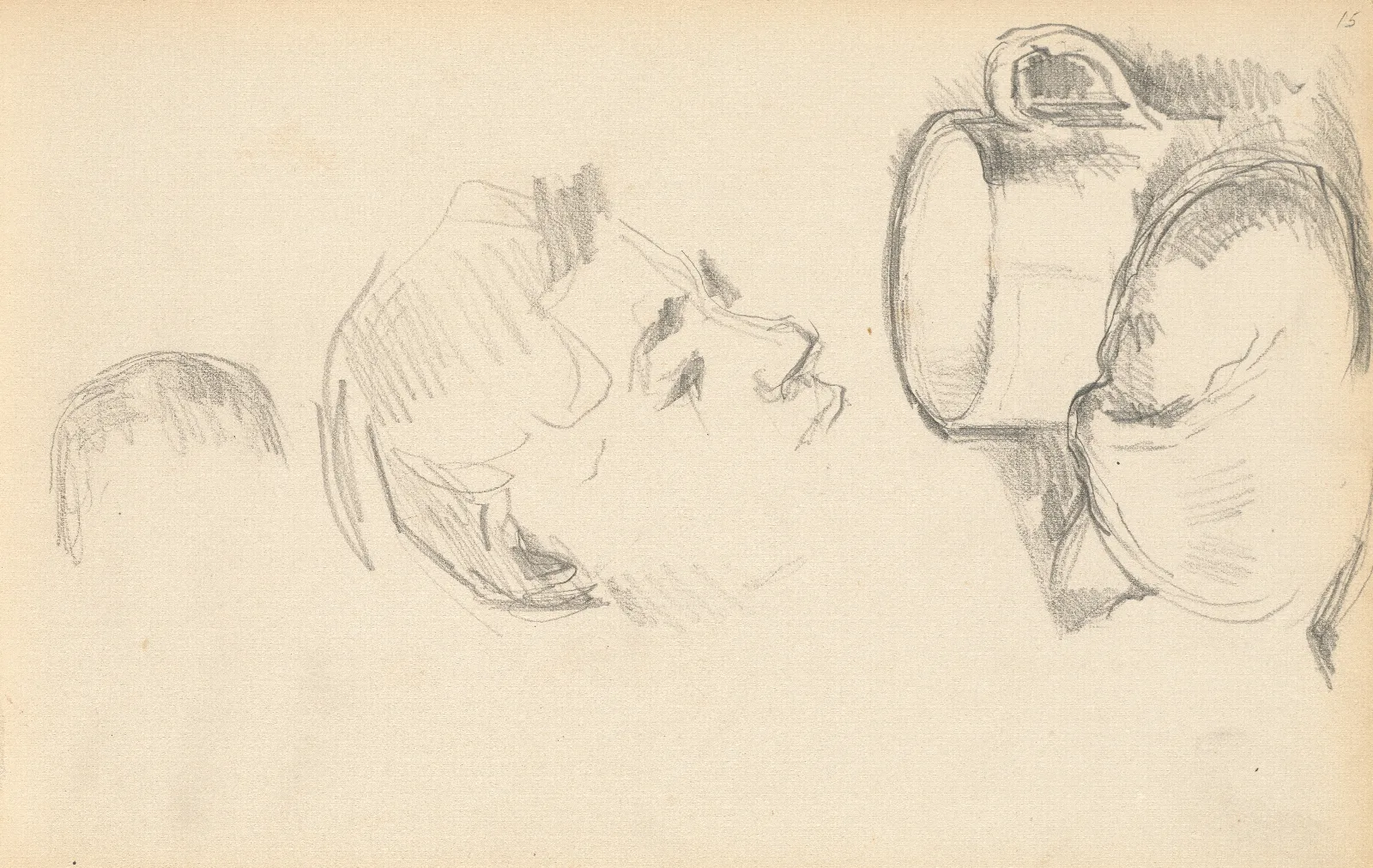 A Head A Cup And A Bread Roll Wall Art by Paul Cézanne - Canvas Print