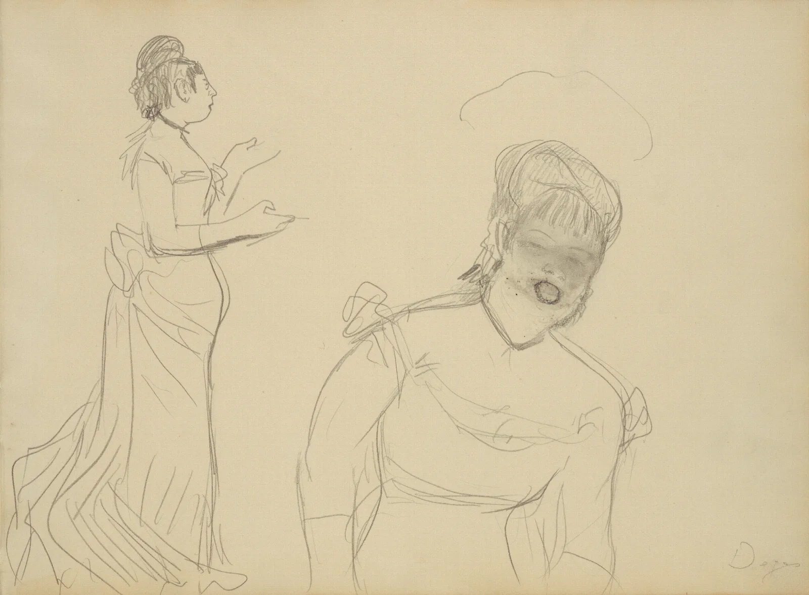 Sketches Of A Cafe Singer 3 Wall Art by Edgar Degas - Canvas Print