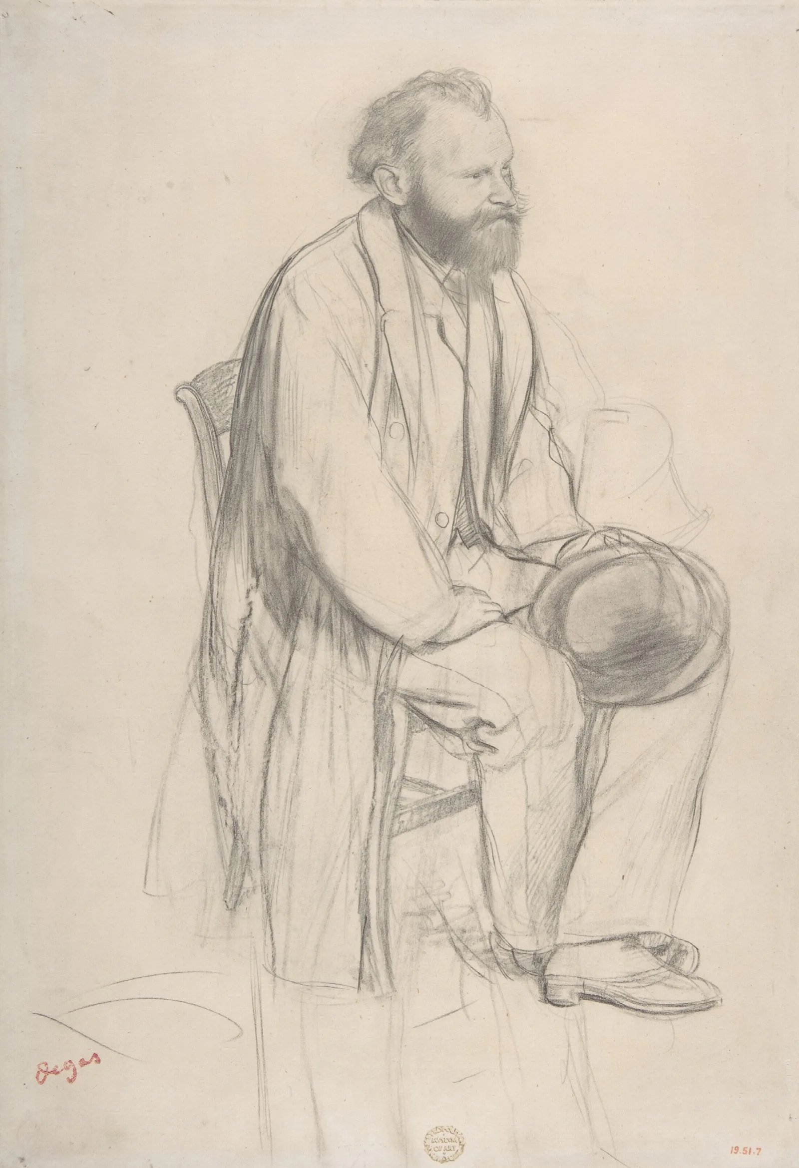 Edouard Manet Seated Holding His Hat Wall Art by Edgar Degas - Canvas Print
