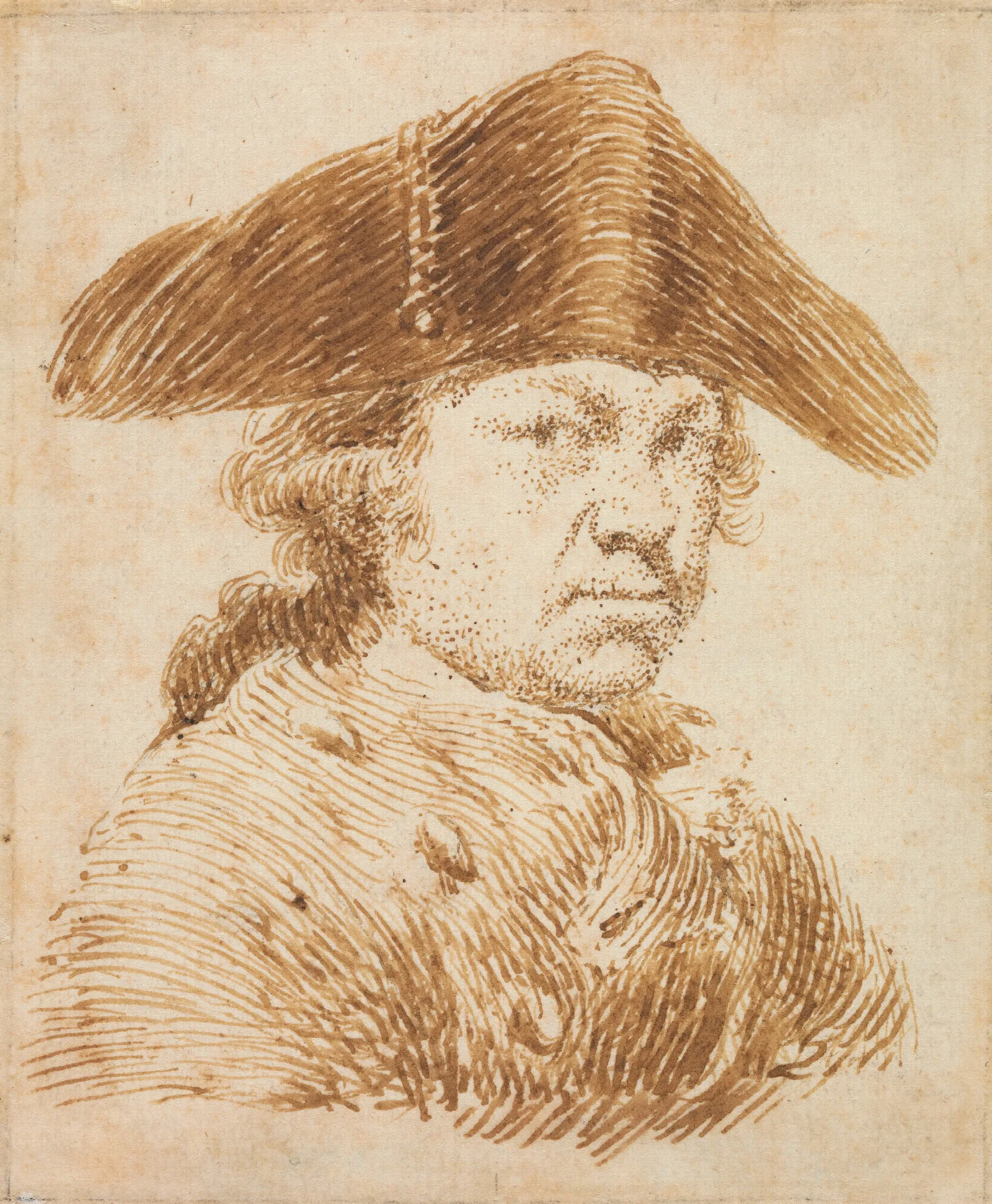 Self Portrait In A Cocked Hat Wall Art by Francisco de Goya - Canvas Print