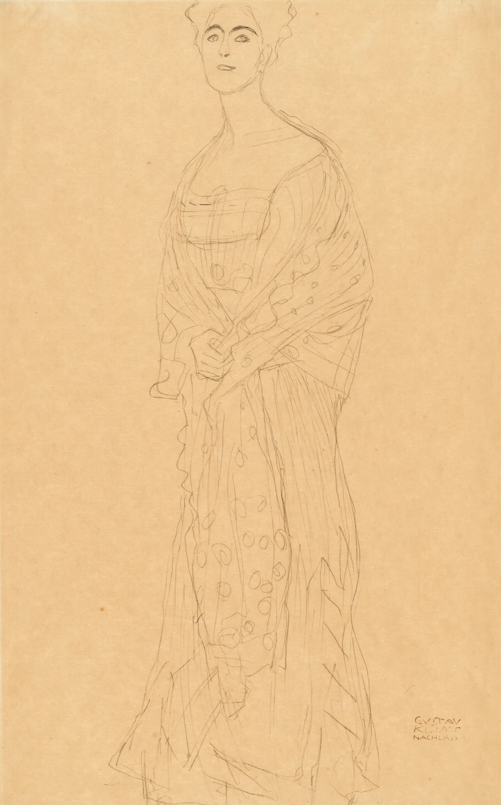 Stehend Von Vorne Mit Kleiner Wendung Nach Links Margaret Stonborough Wittgenstein Wall Art by Gustav Klimt - Canvas Print